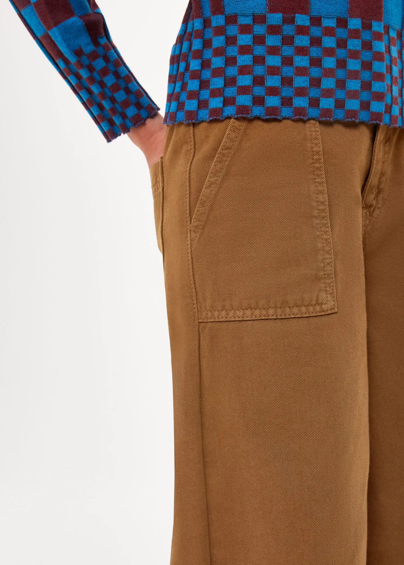 Beige Wide Leg Cargo Trouser