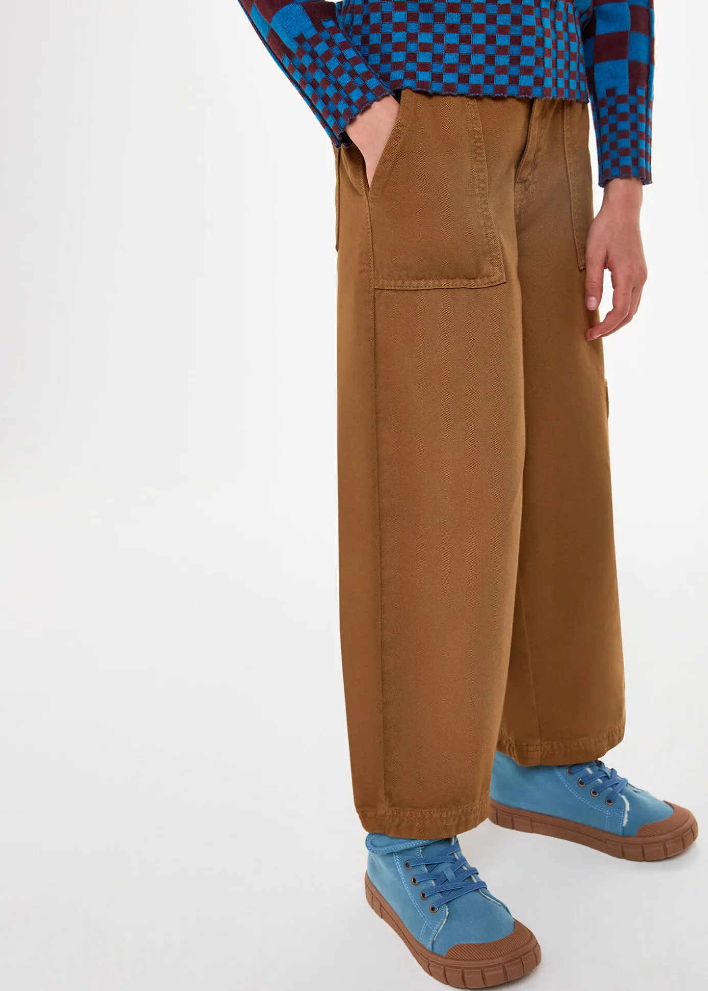 Beige Wide Leg Cargo Trouser