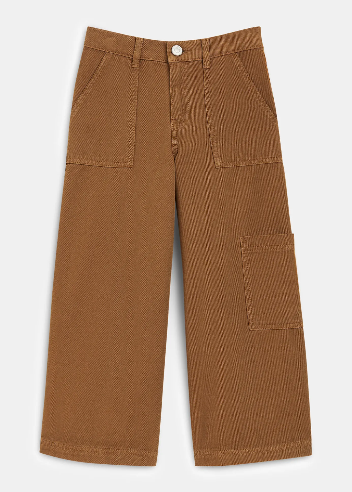 Beige Wide Leg Cargo Trouser