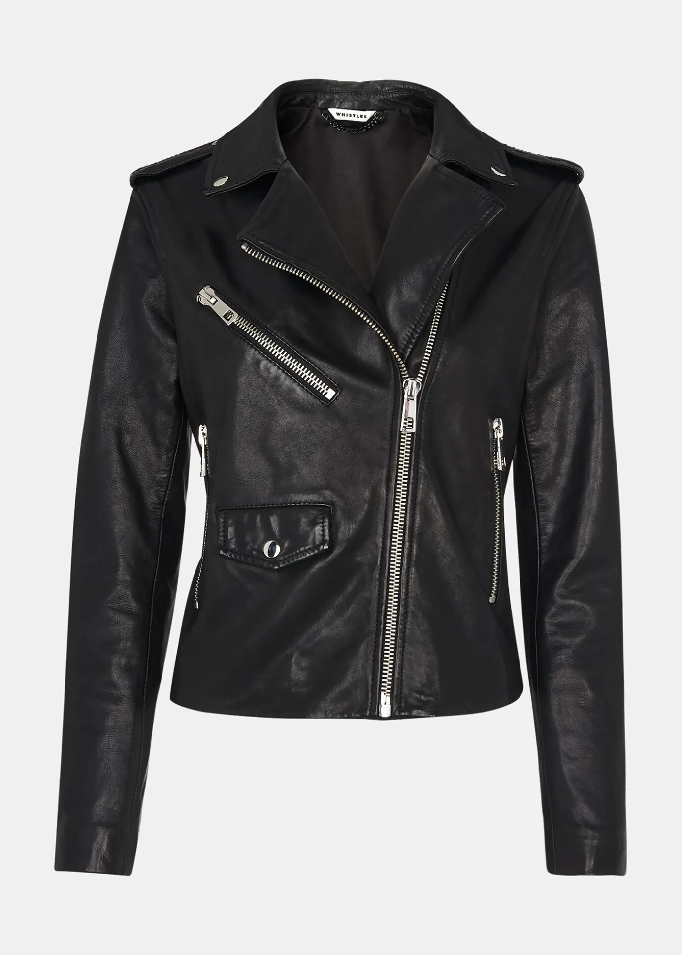 Black Agnes Pocket Leather Biker