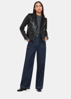 Black Agnes Pocket Leather Jacket