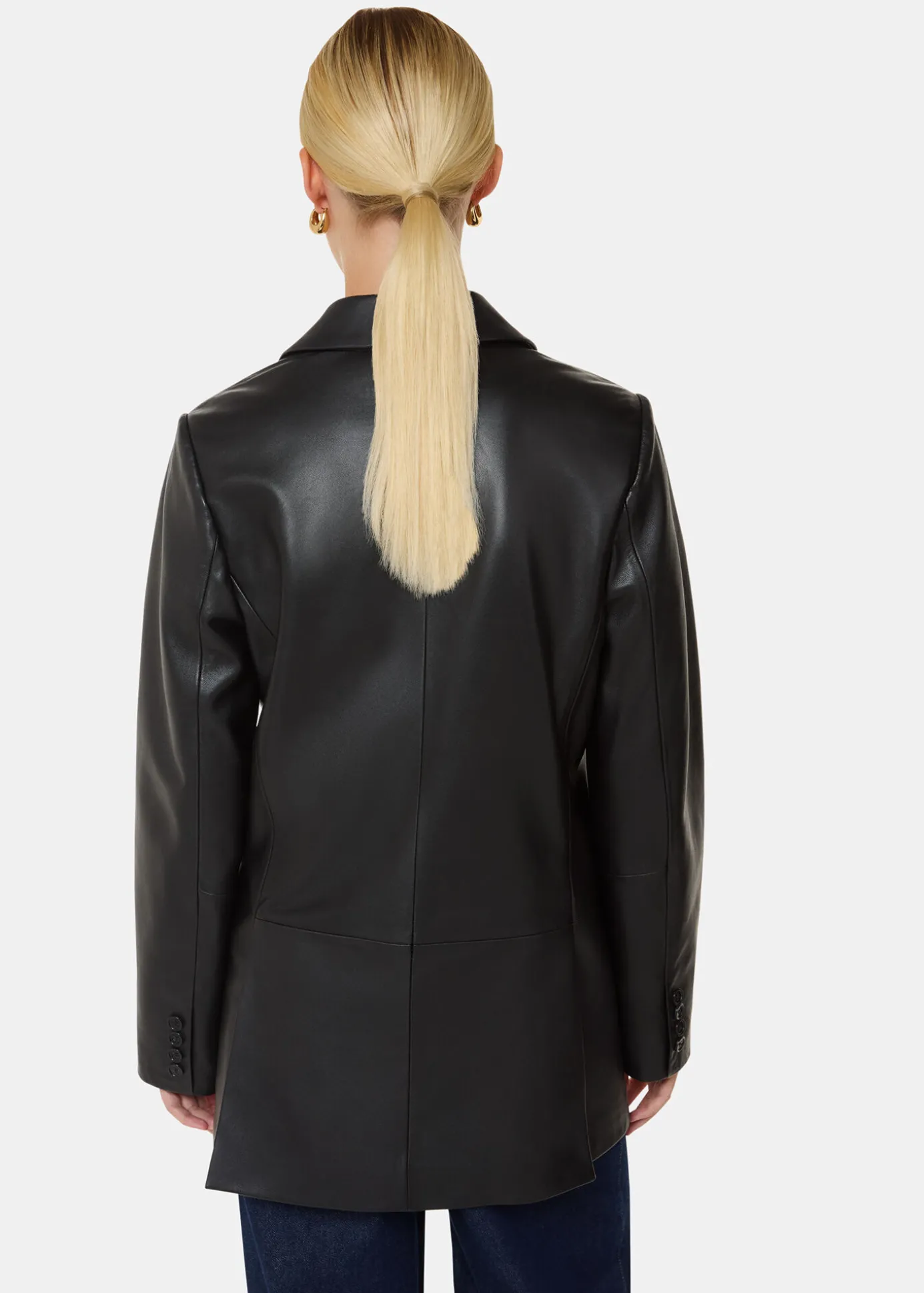 Black Aliza Waisted Leather Blazer