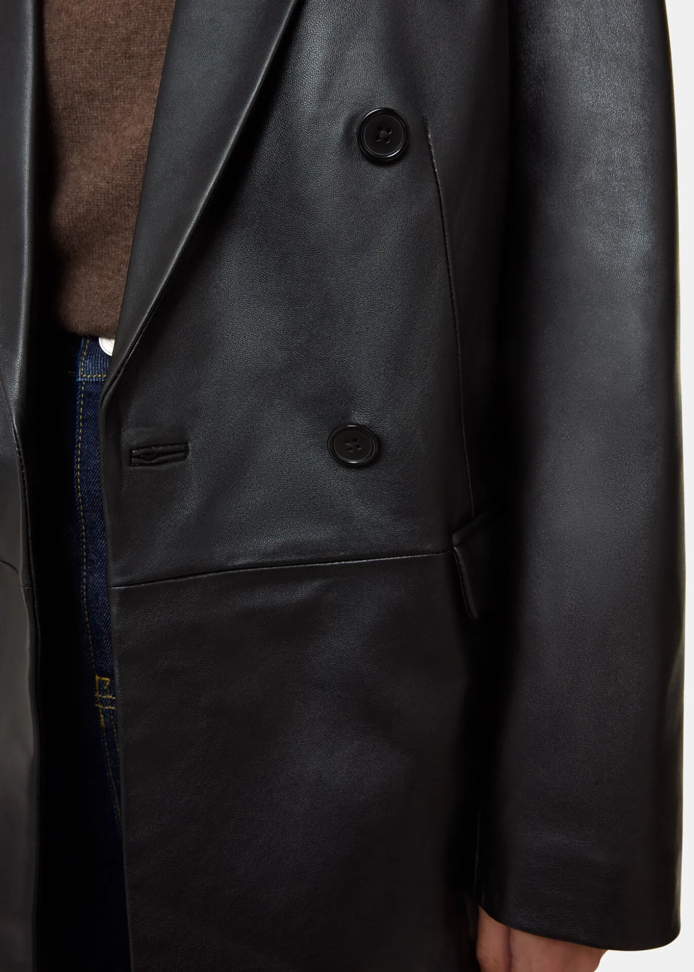 Black Aliza Waisted Leather Blazer