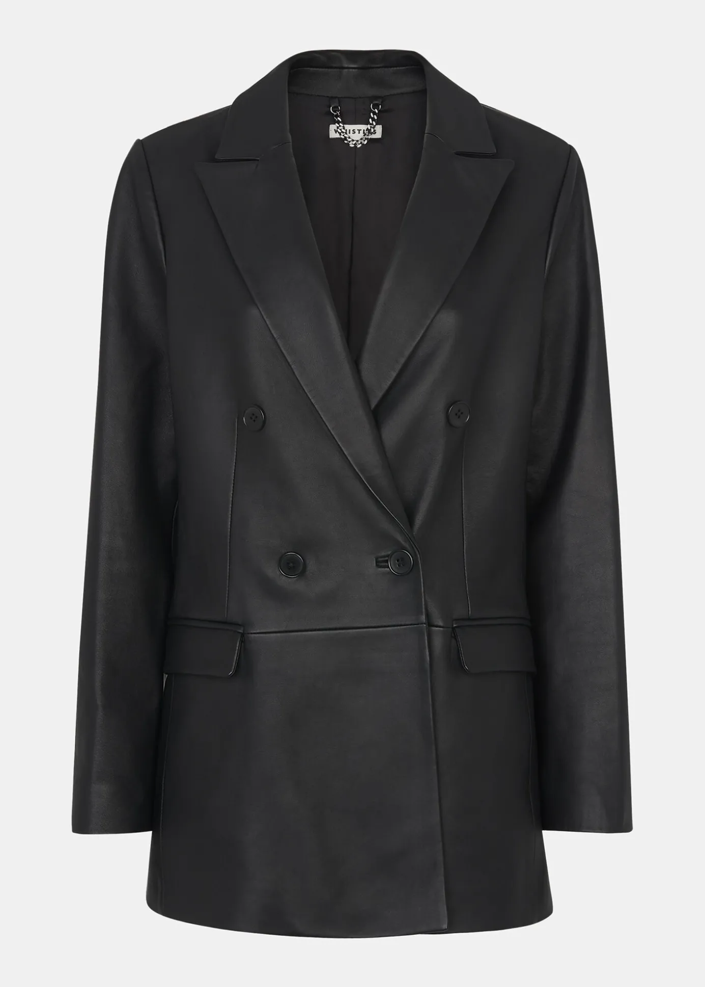 Black Aliza Waisted Leather Blazer