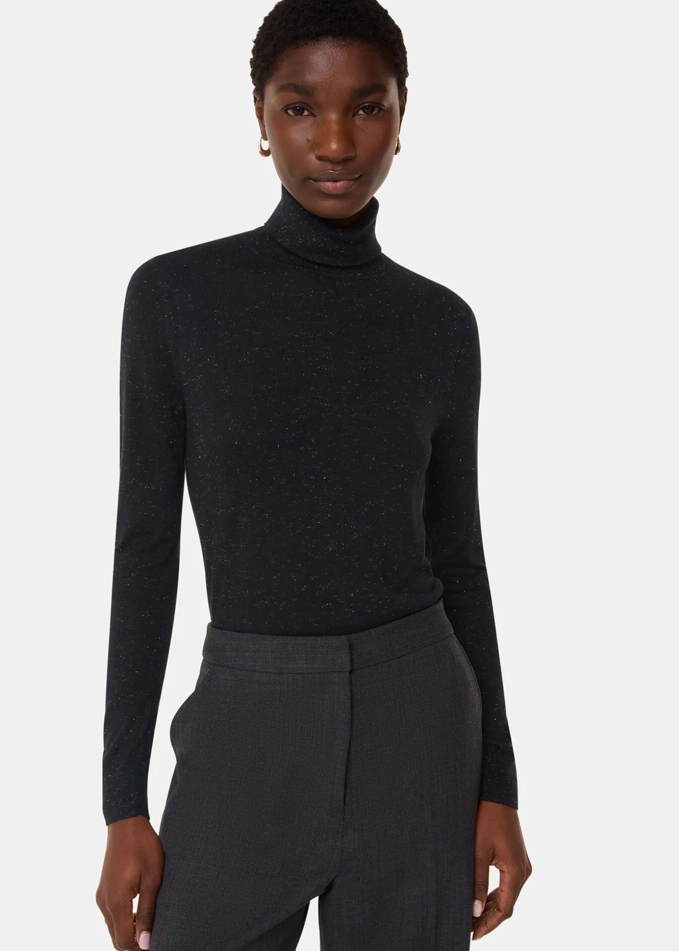 Black Annie Sparkle Roll Neck