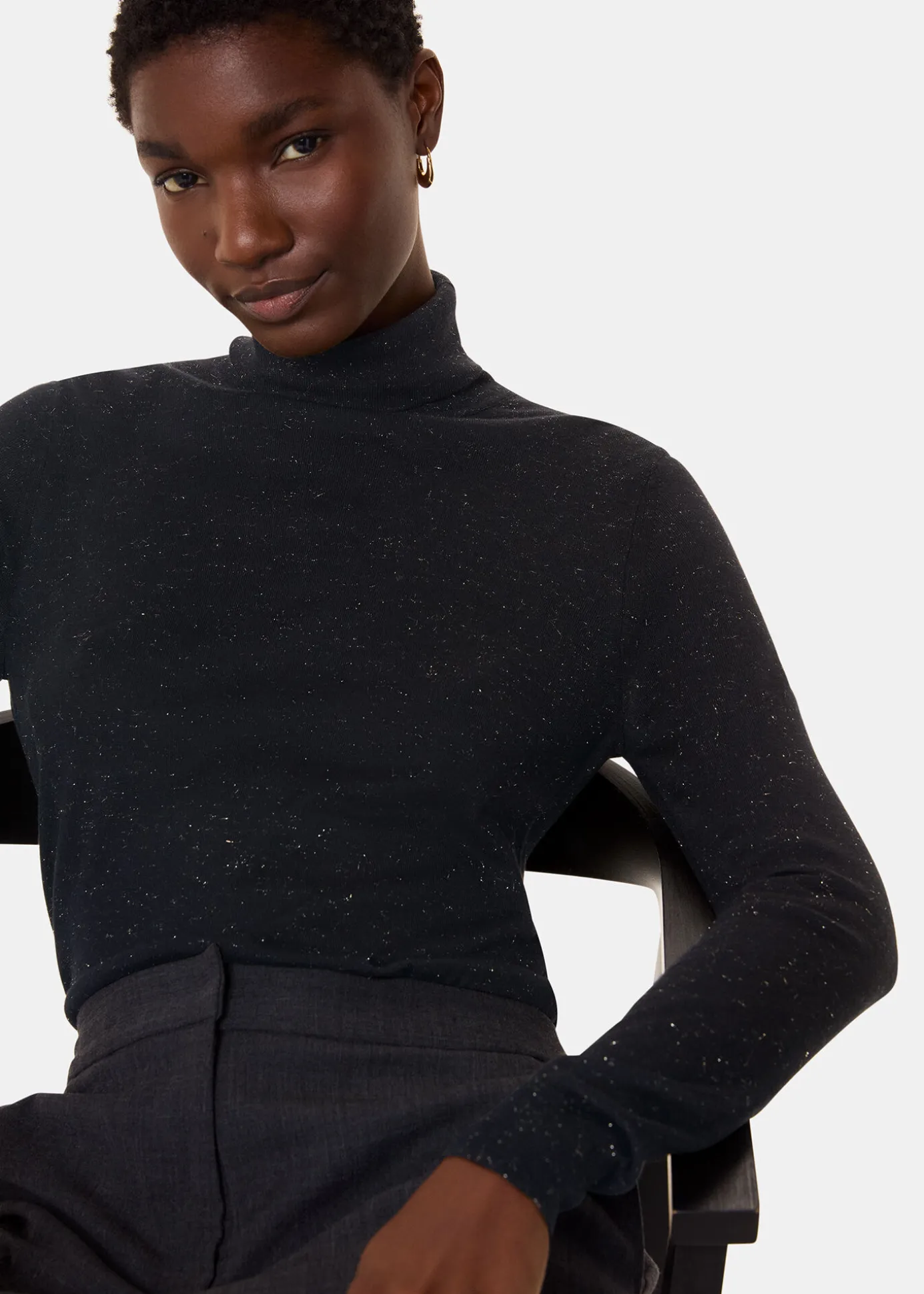 Black Annie Sparkle Roll Neck