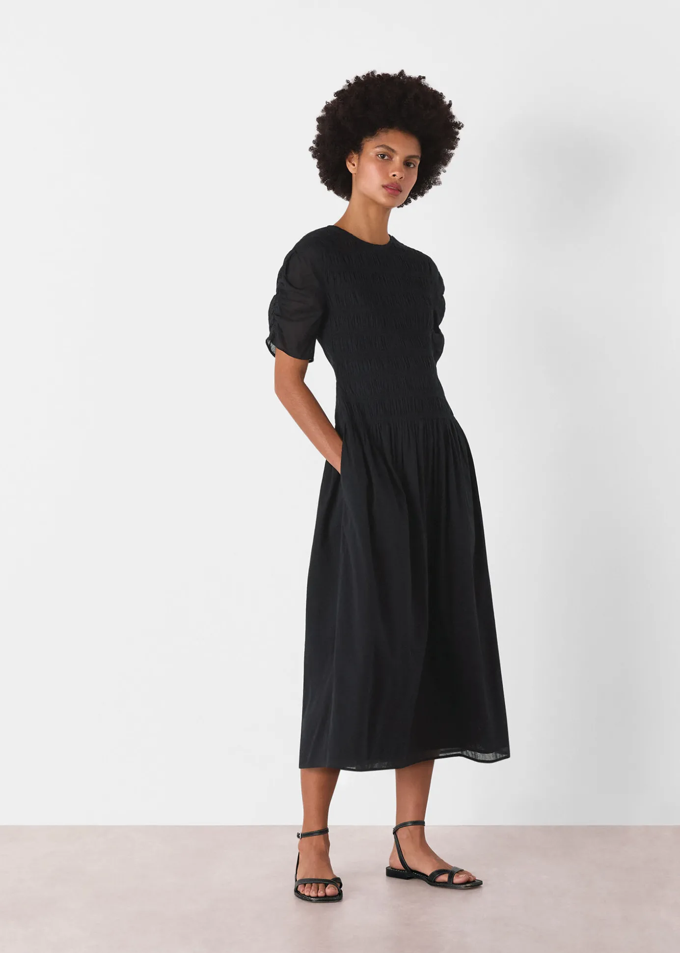 Black Avery Smocked Dress