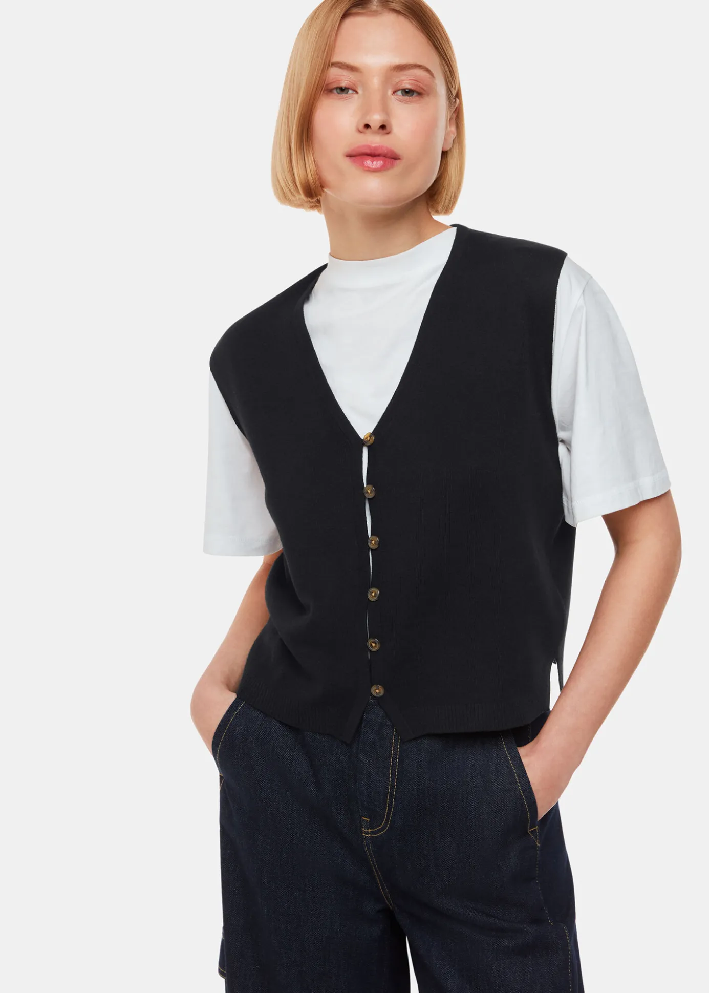Black Bailey Button Through Tank