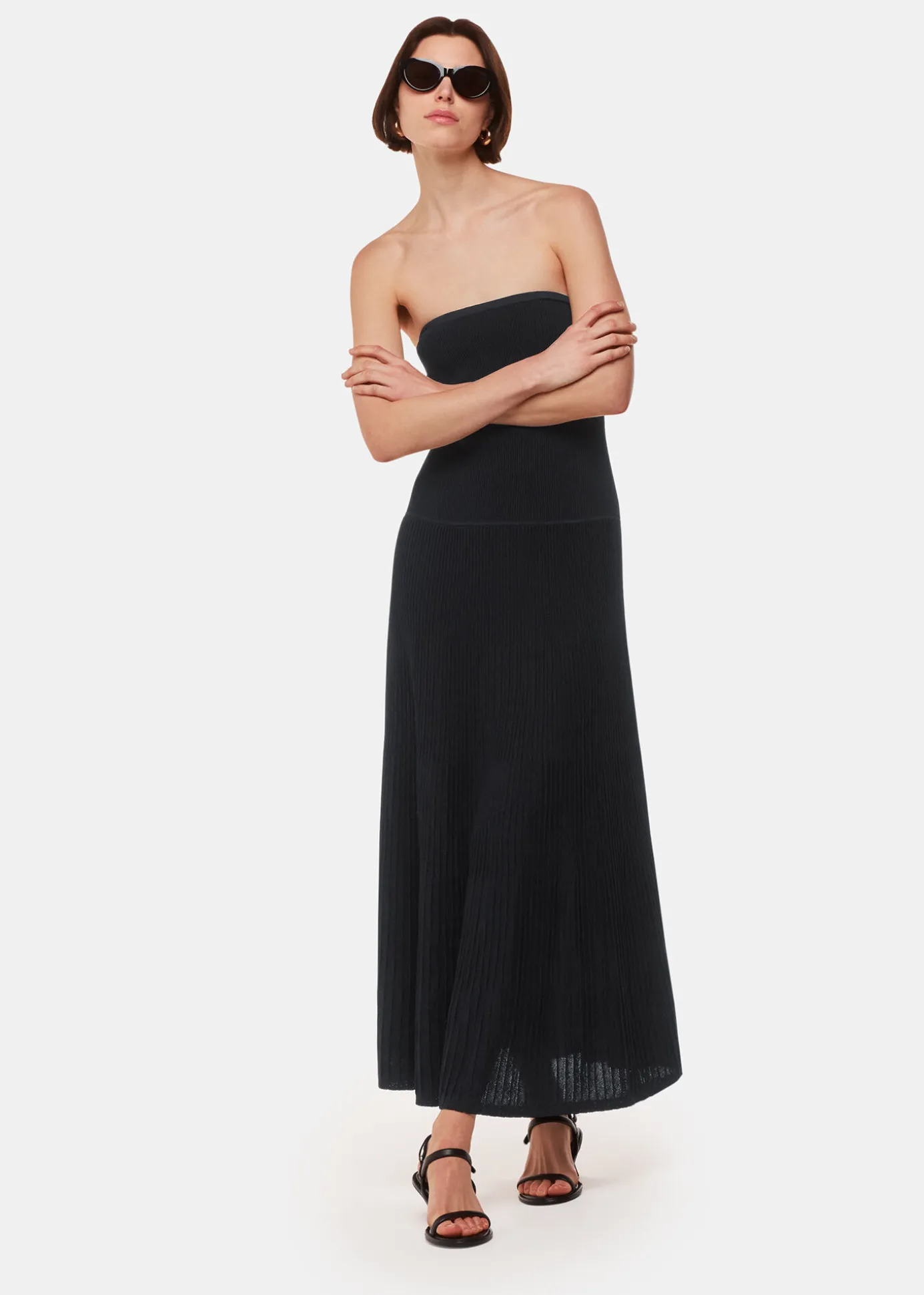 Black Bandeau Knit Dress