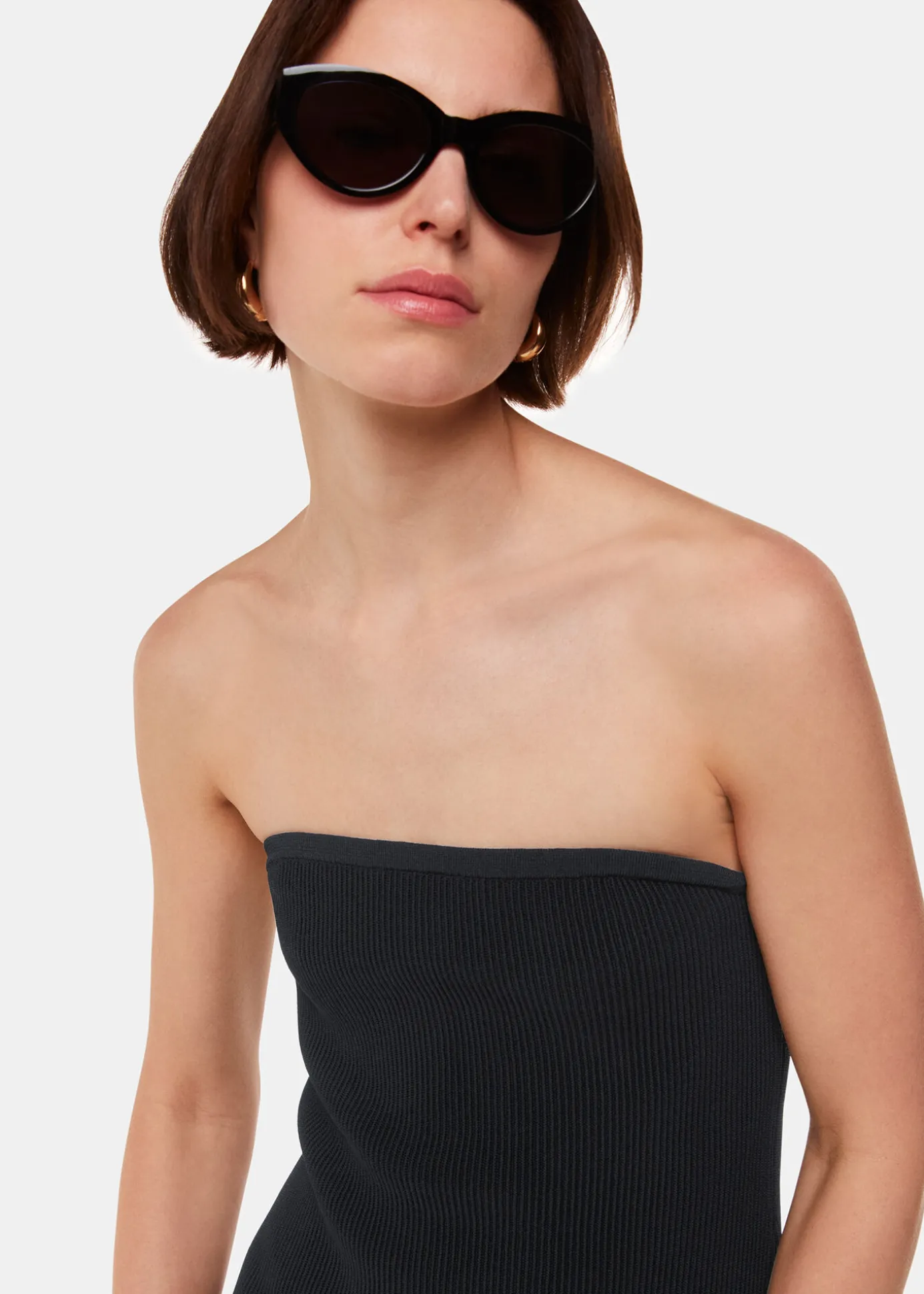 Black Bandeau Knit Dress