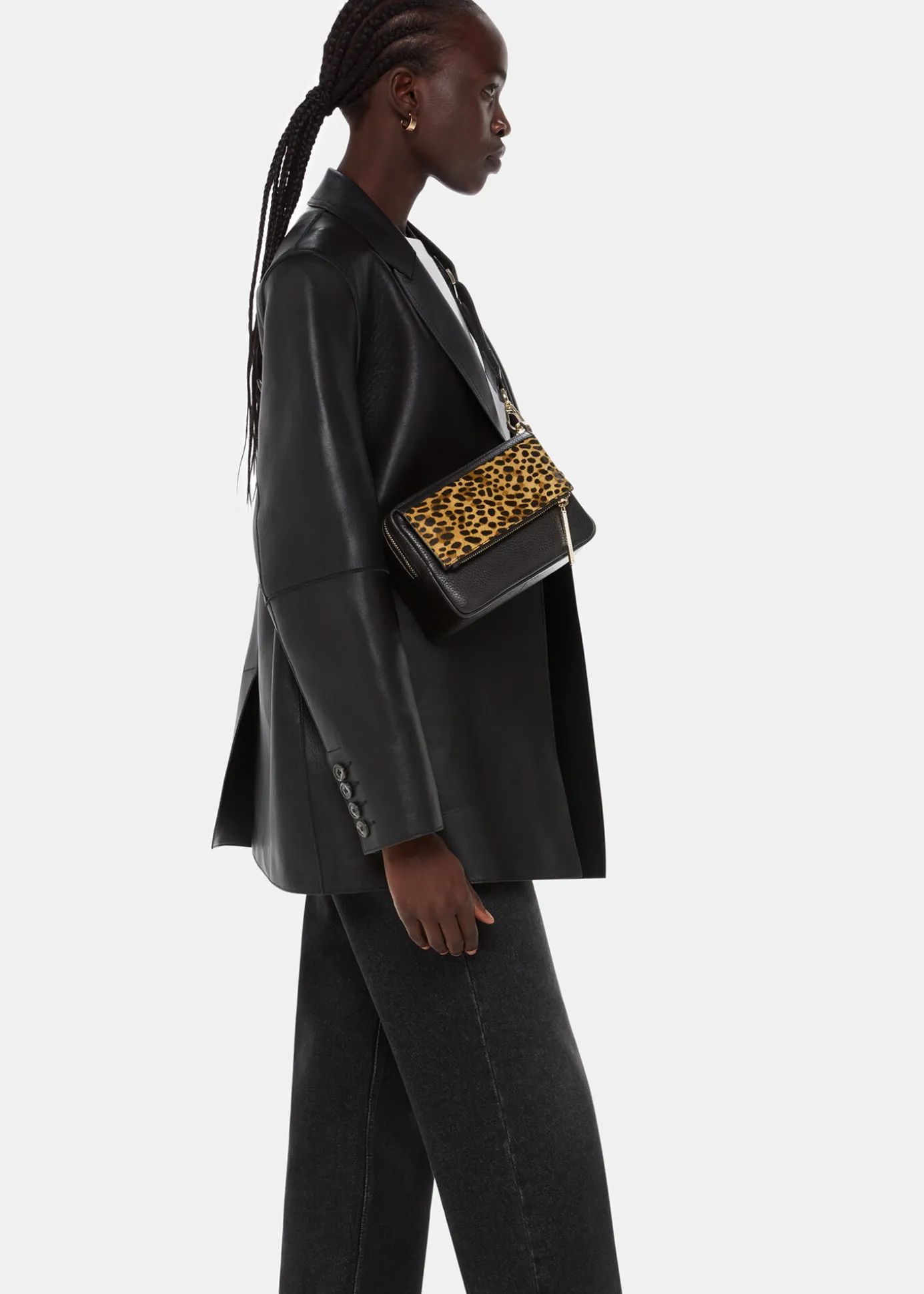 Black Bibi Leopard Crossbody Bag