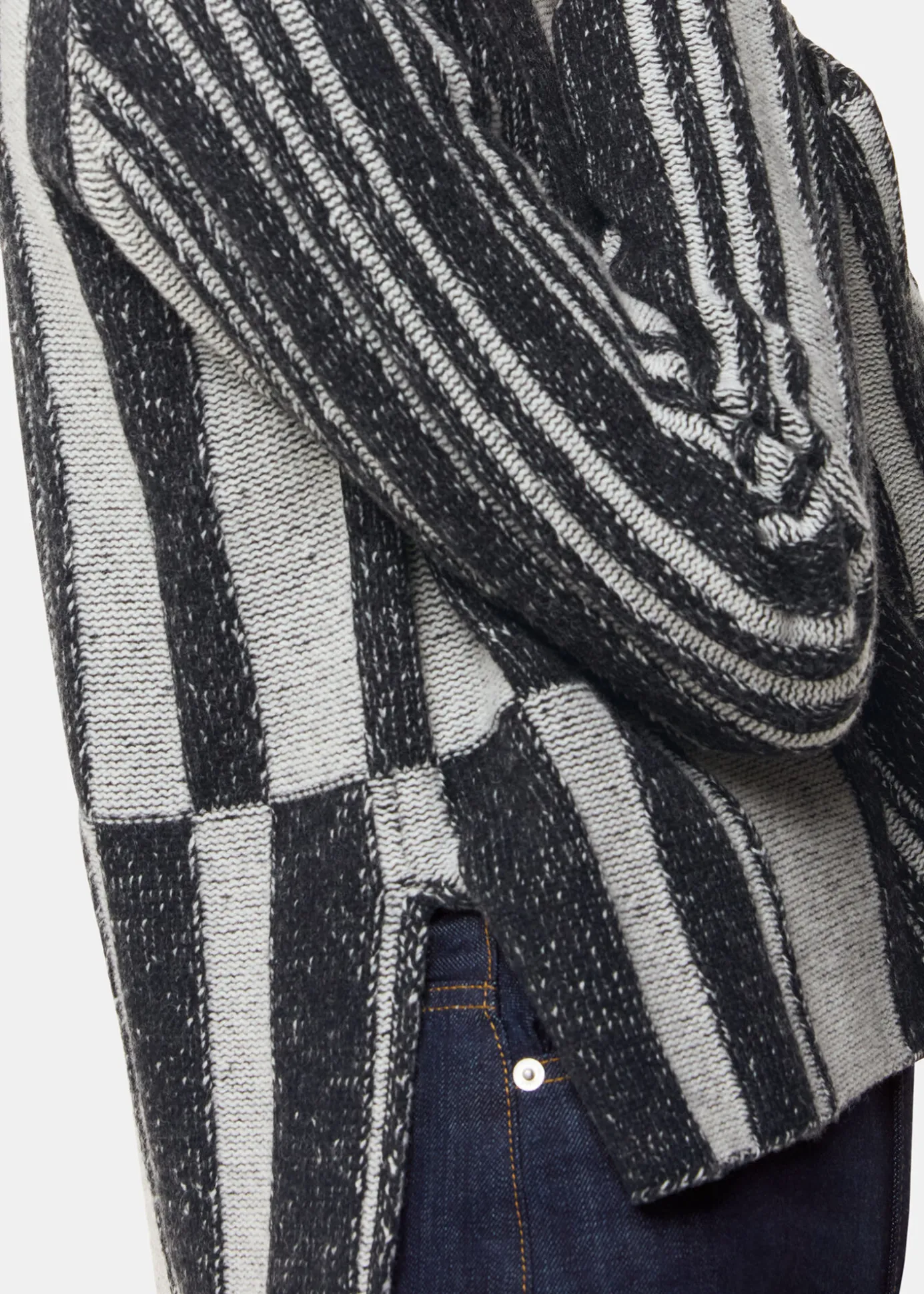 Black Block Stripe Wool Knit