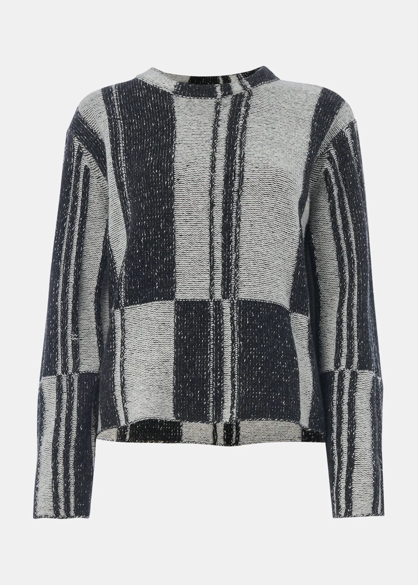 Black Block Stripe Wool Knit
