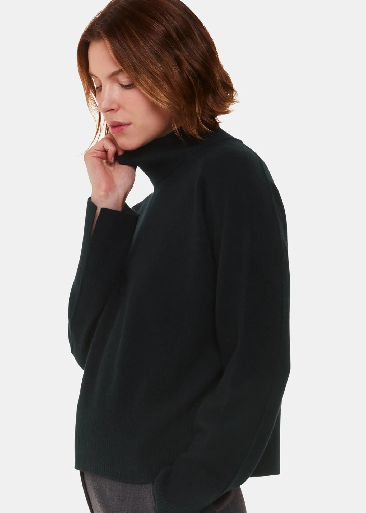 Black Cashmere Funnel Neck