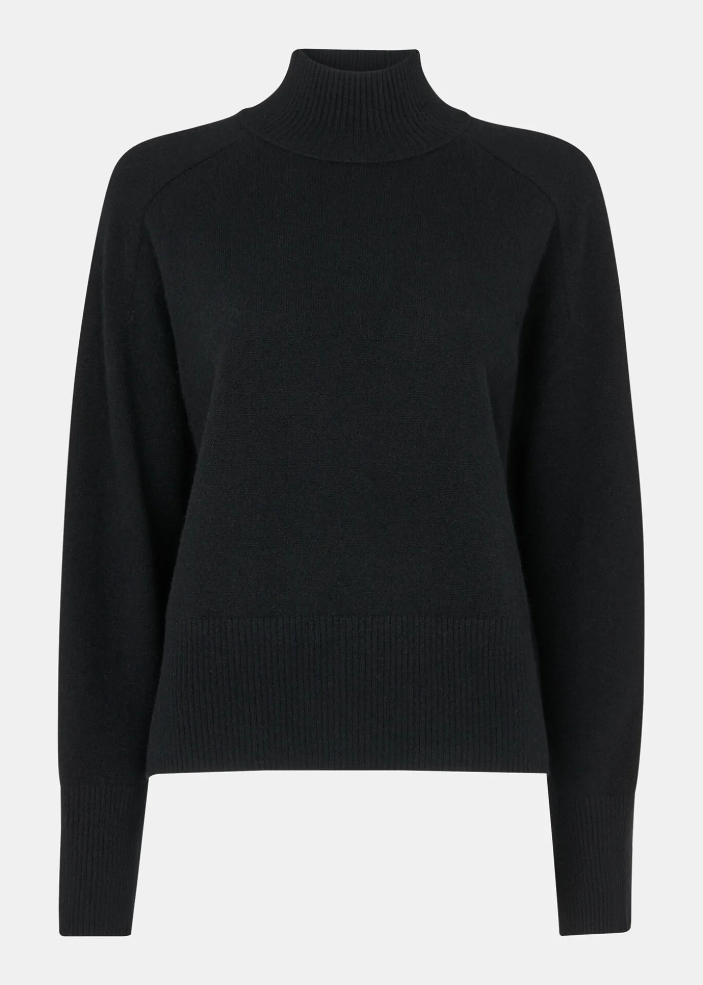 Black Cashmere Funnel Neck