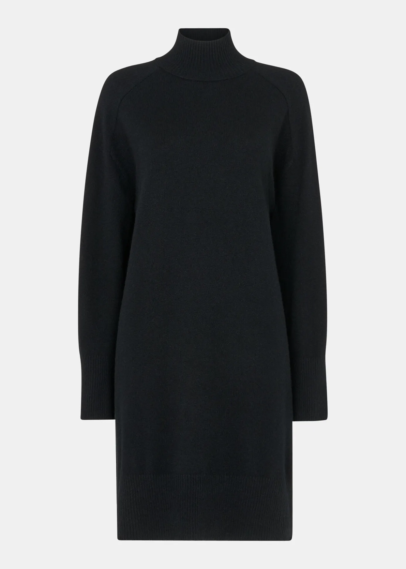 Black Cashmere Funnel Neck Dress