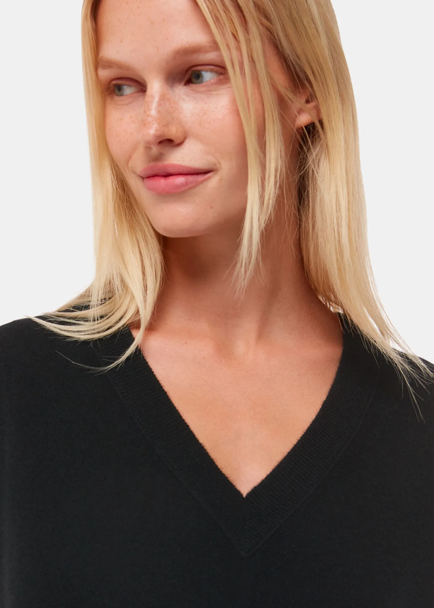 Black Cashmere V Neck Tank