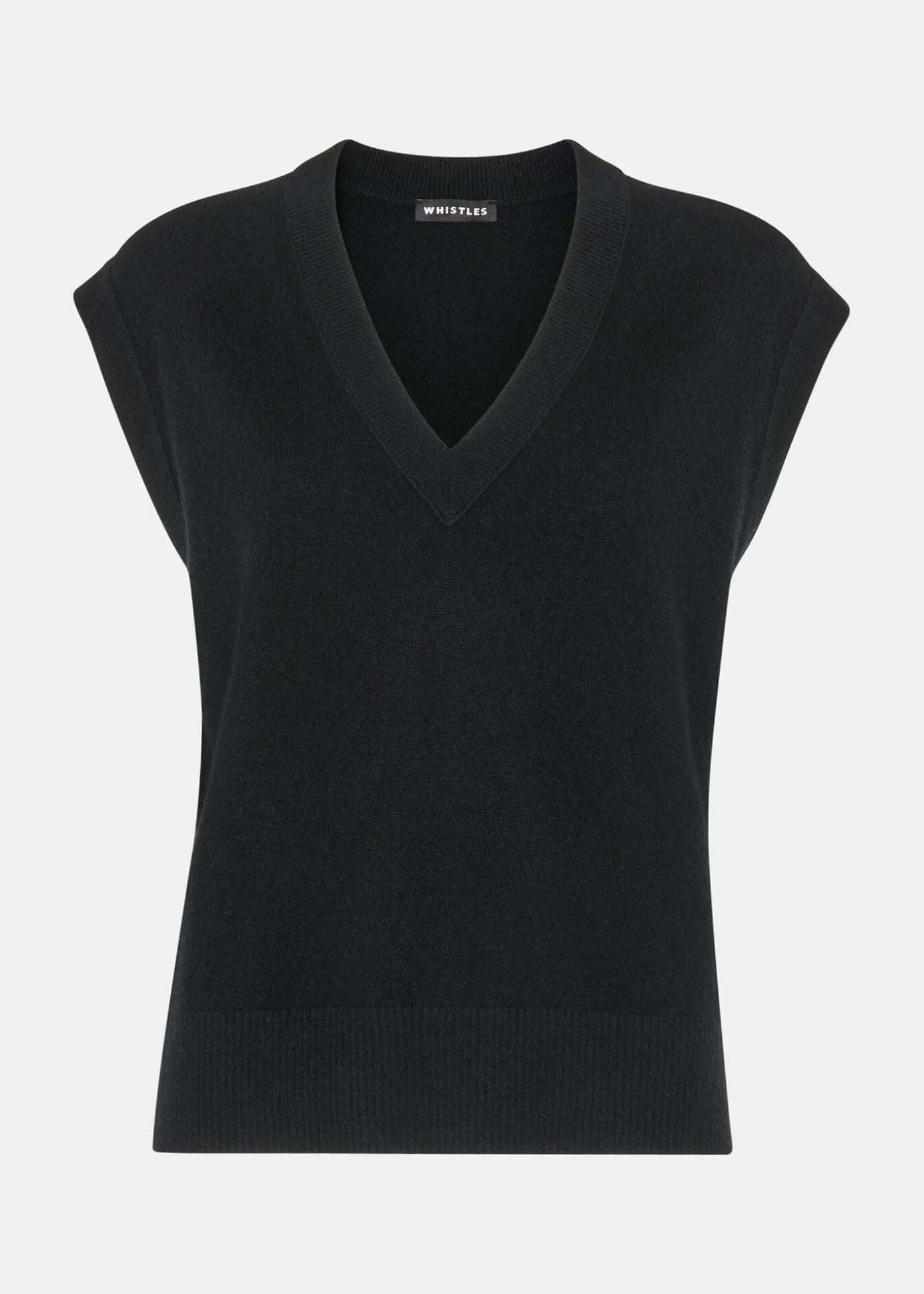 Black Cashmere V Neck Tank