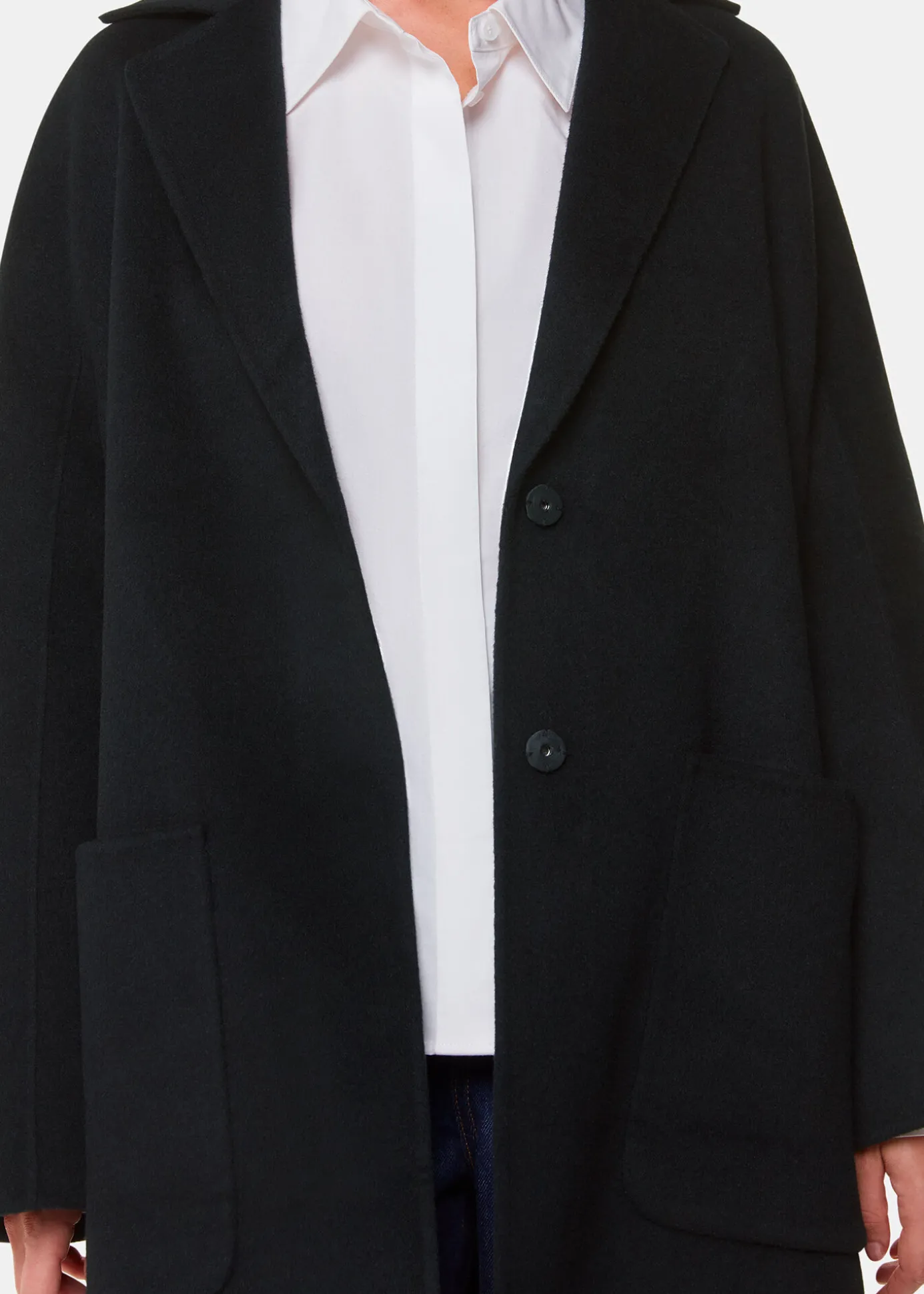 Black Cassie Double Face Pocket Coat