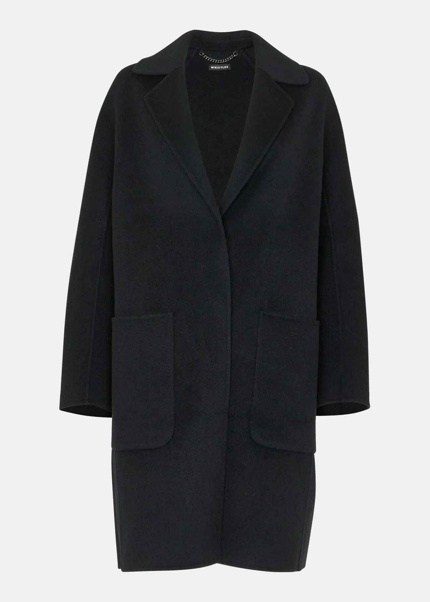 Black Cassie Double Face Pocket Coat