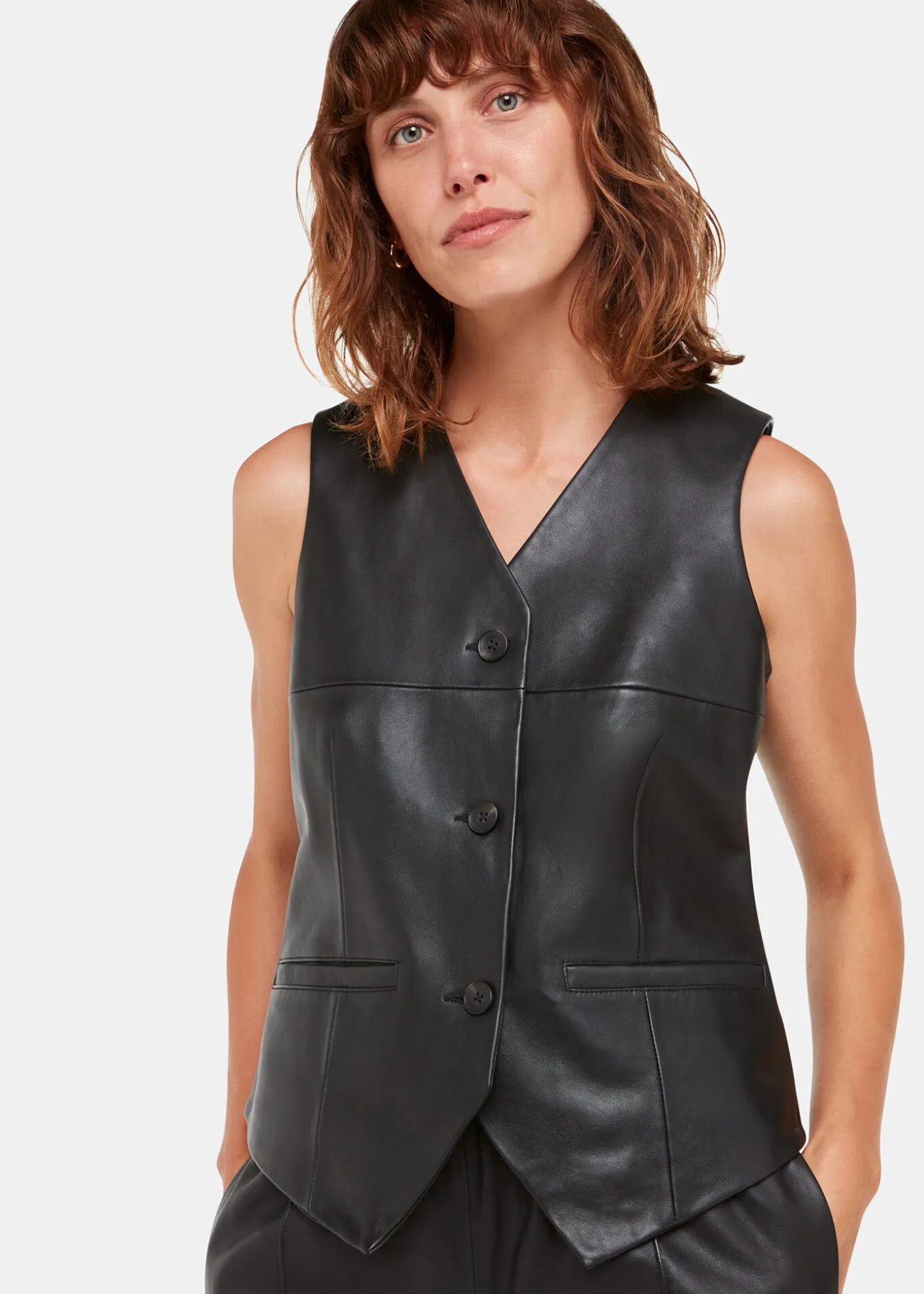 Black Catrin Leather Waistcoat