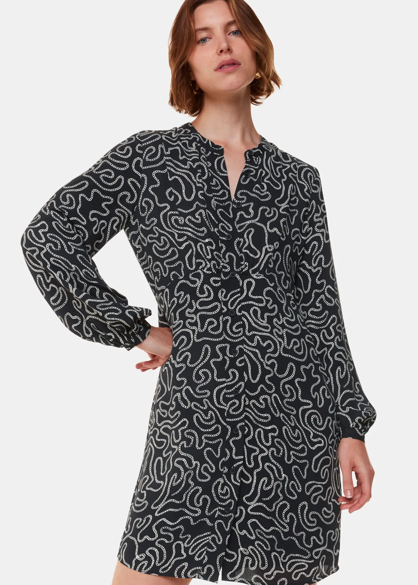 Black Chain Print Flippy Dress