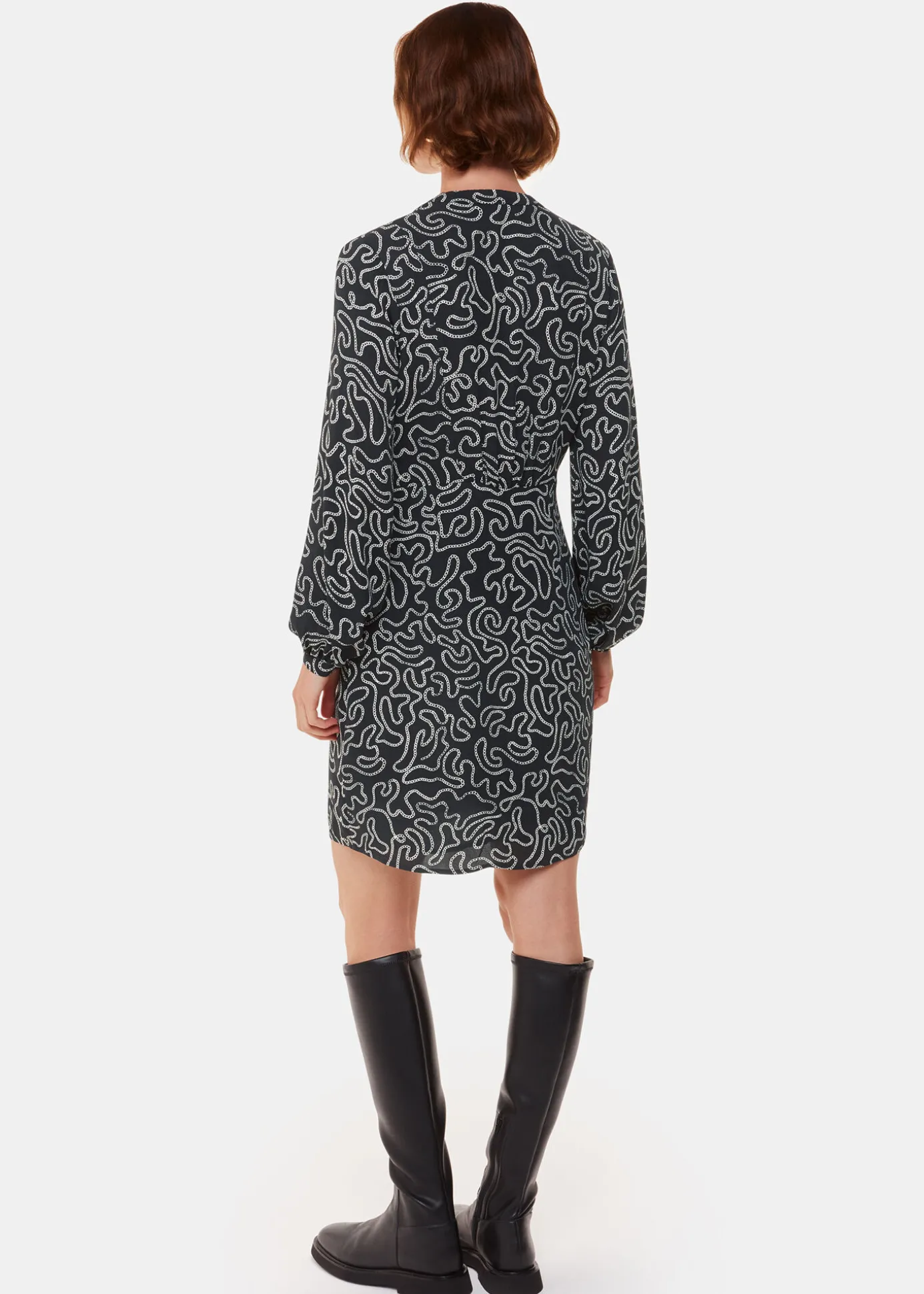 Black Chain Print Flippy Dress