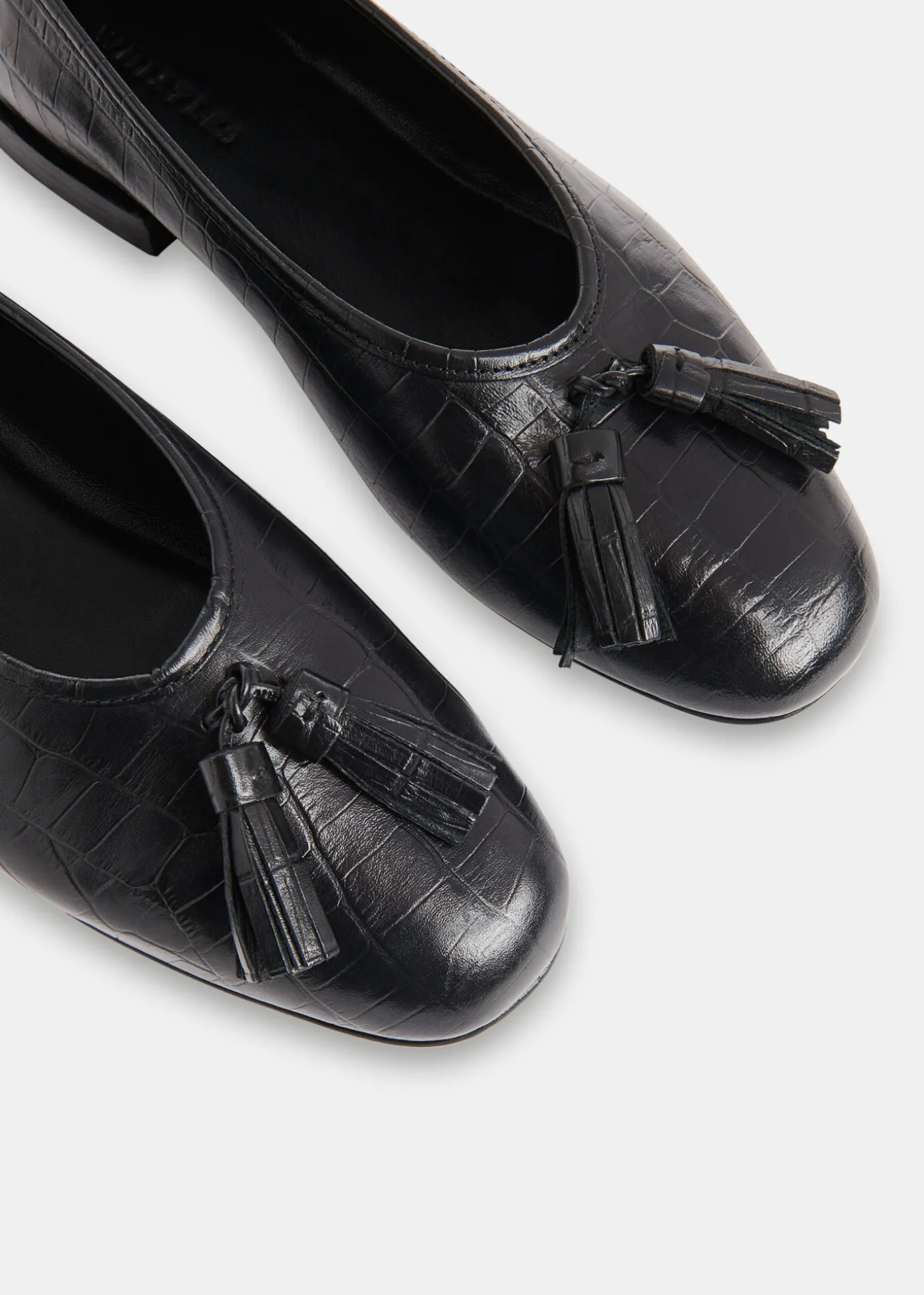 Black Cilou Tassel Croc Ballet Pump
