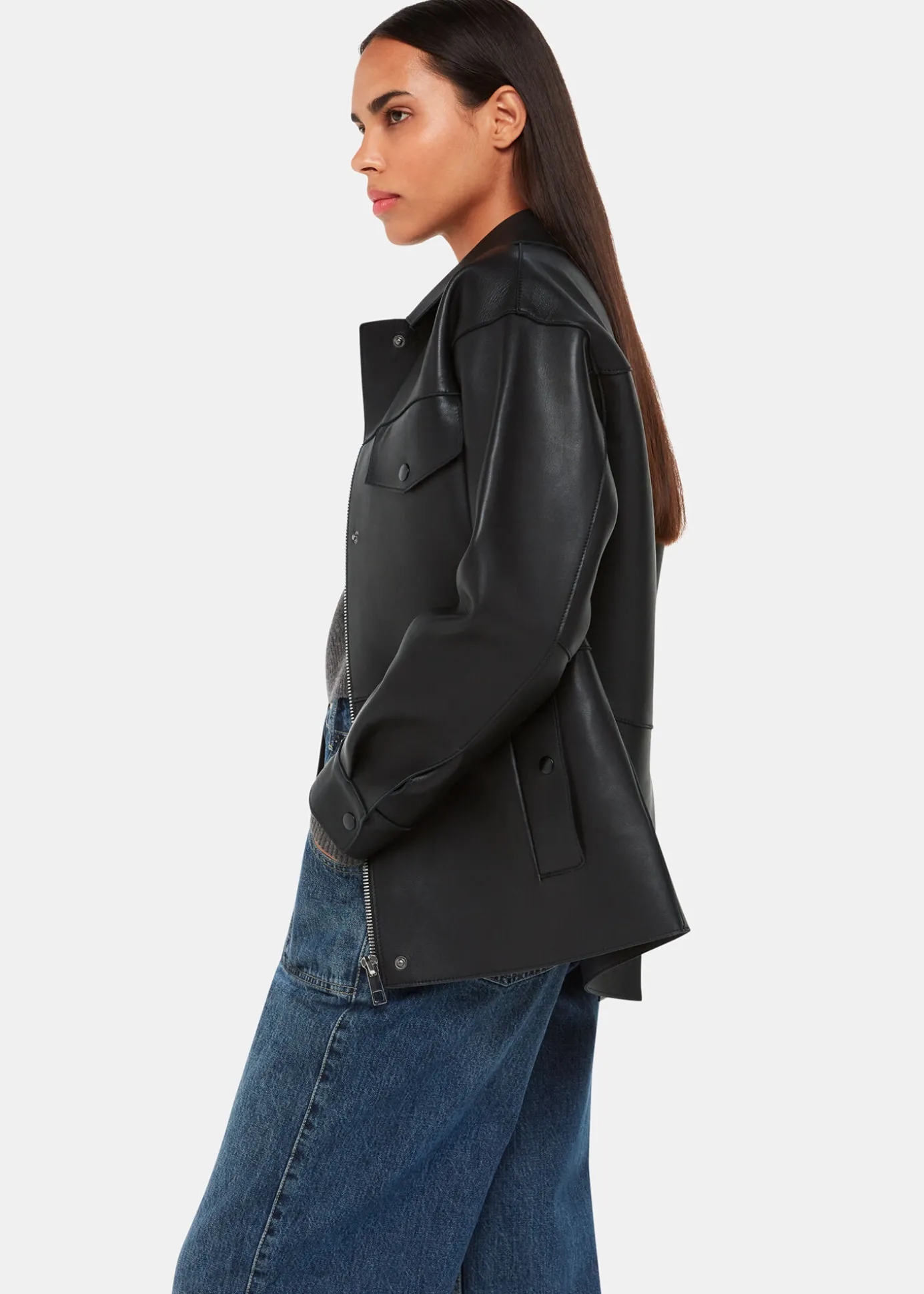 Black Clean Bonded Leather Jacket