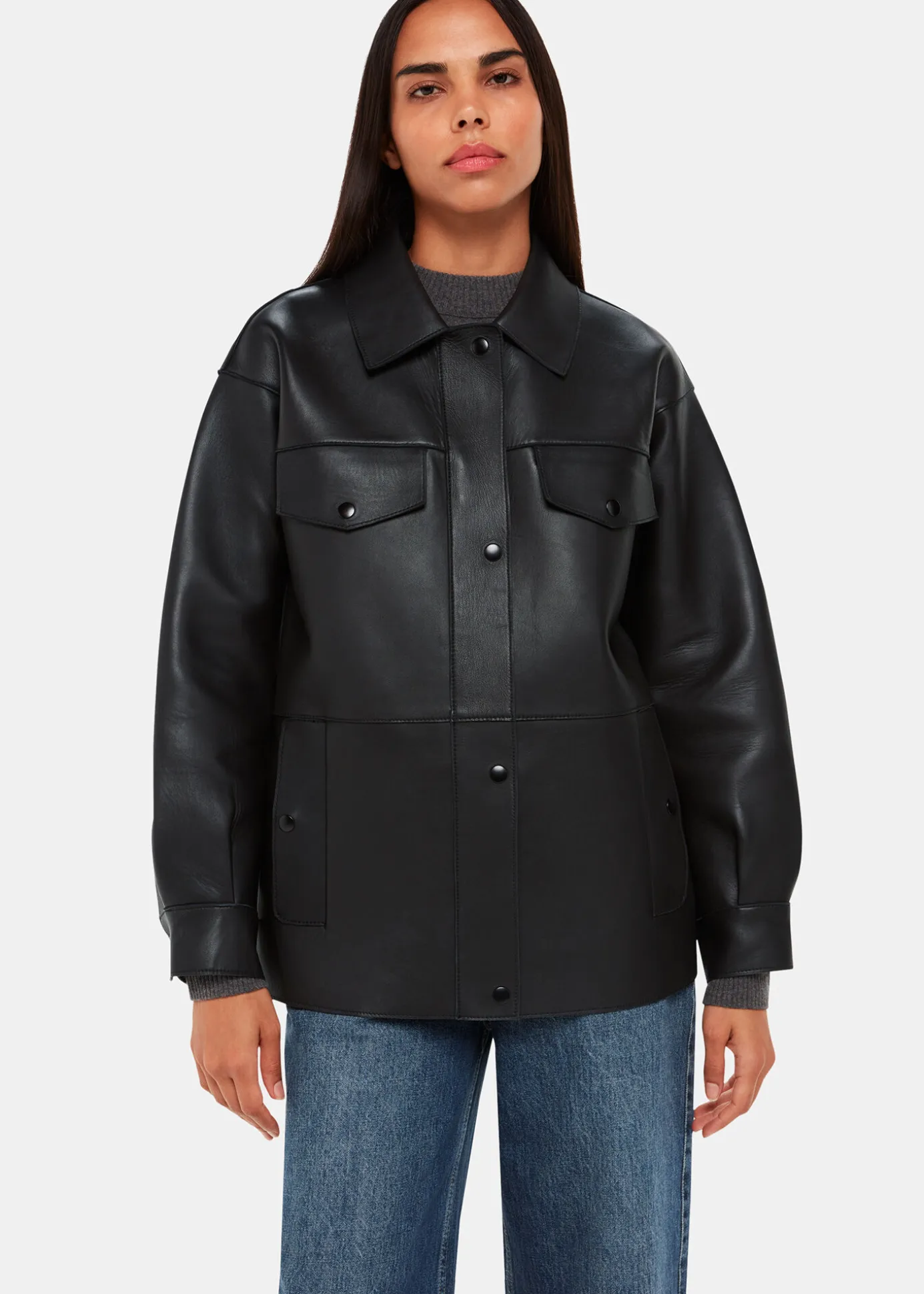 Black Clean Bonded Leather Jacket