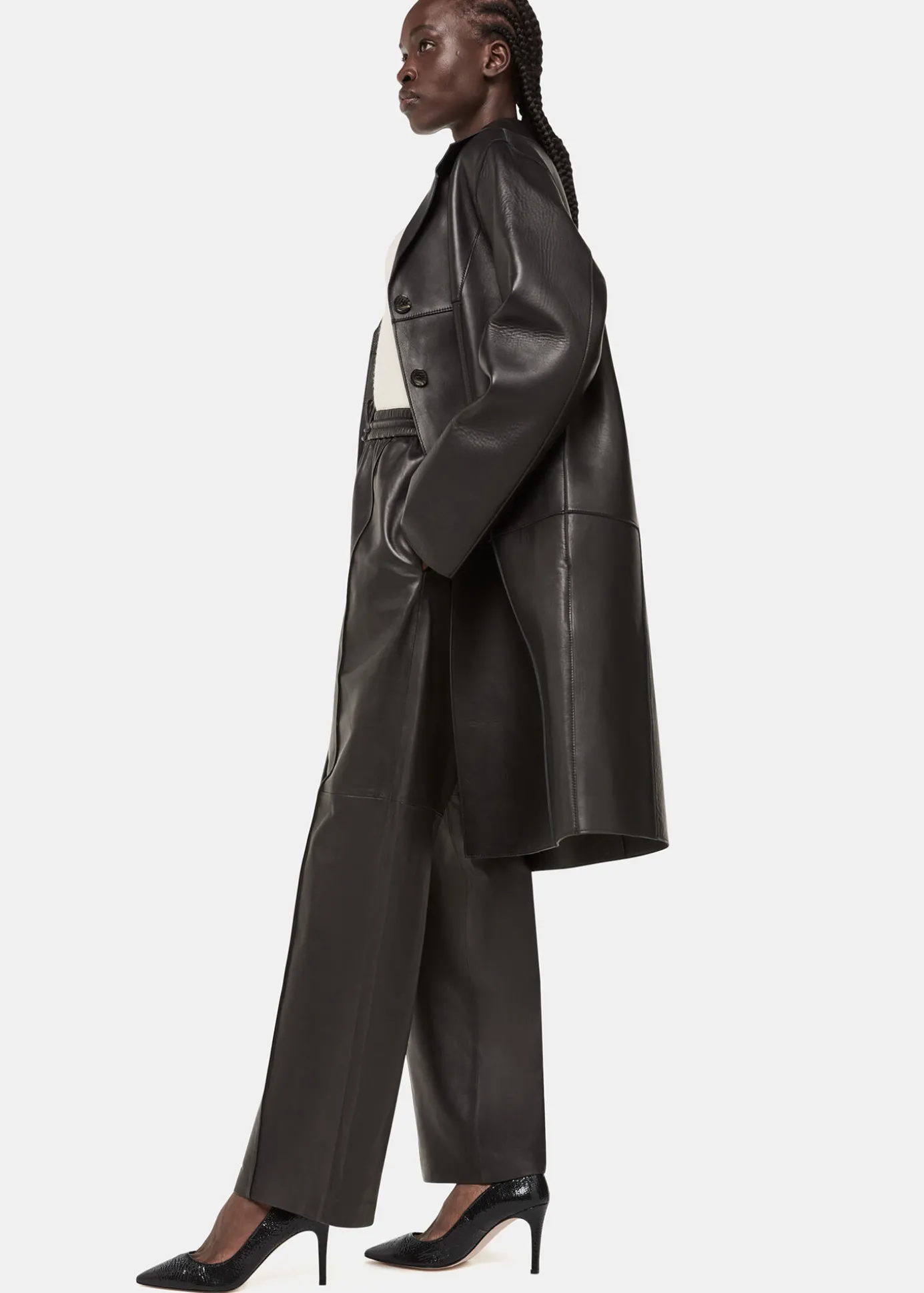 Black Corie Textured Heeled Pump