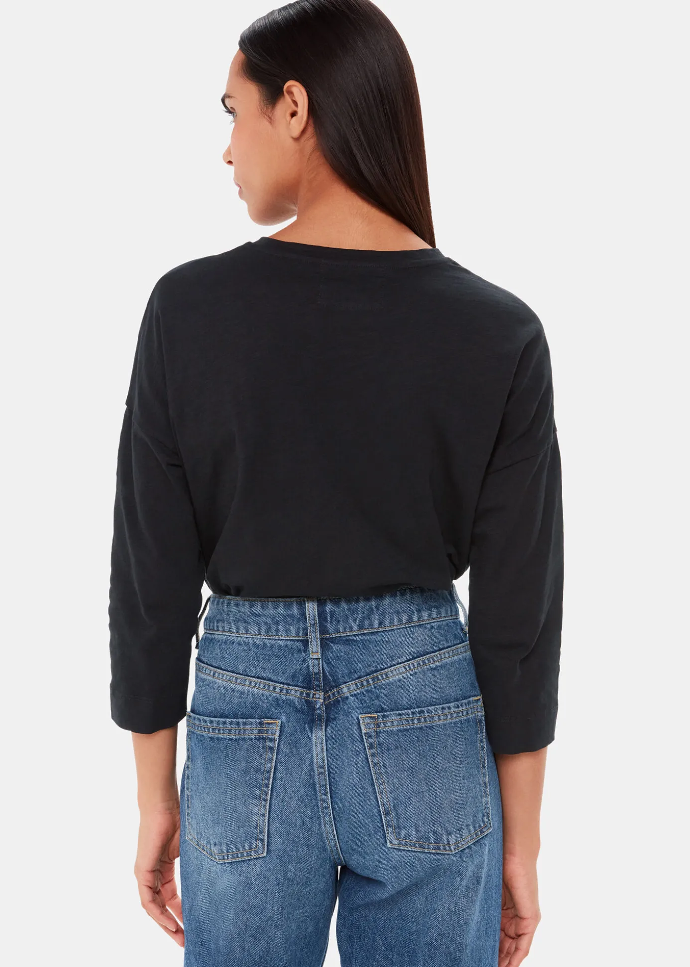 Black Cotton Patch Pocket Top