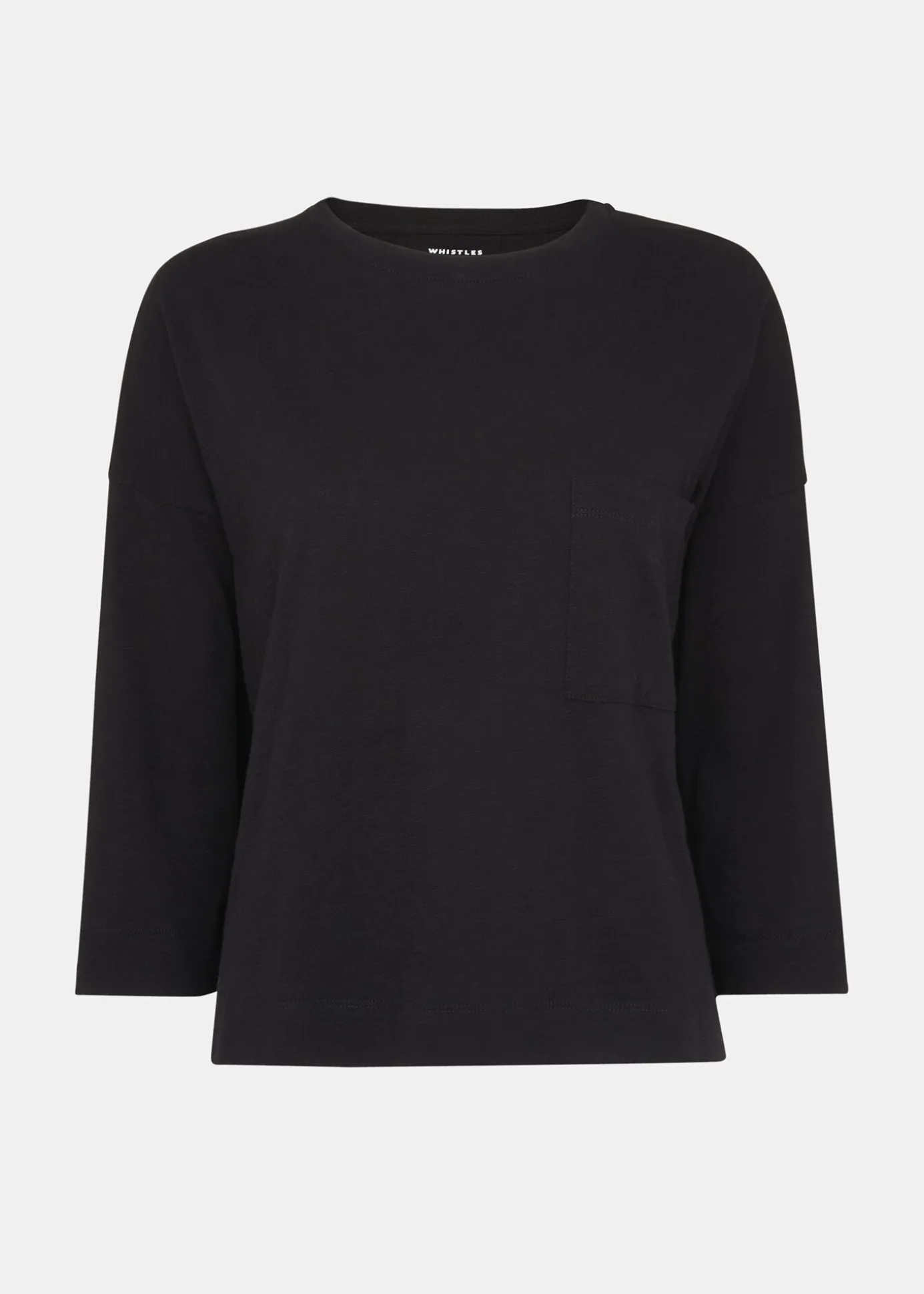 Black Cotton Patch Pocket Top