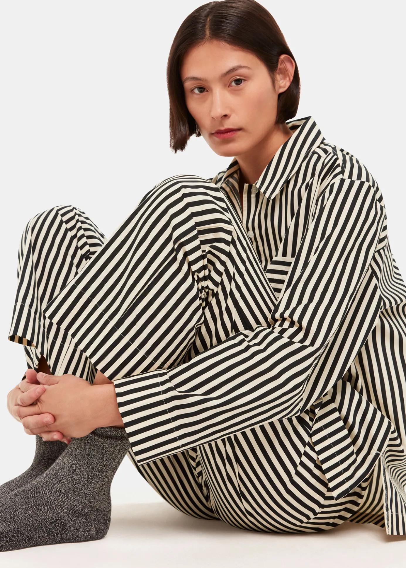 Black Cotton Stripe Pyjama Bottom