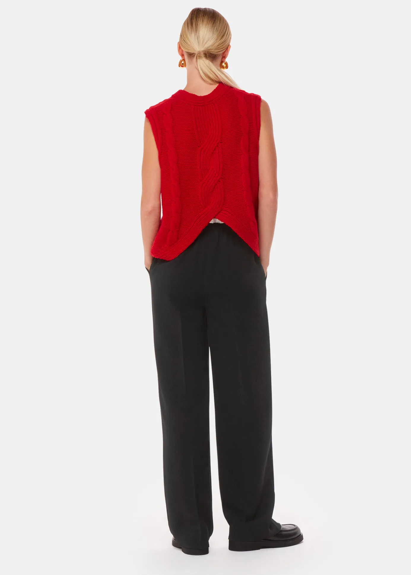 Black Crepe Waistband Detail Trouser