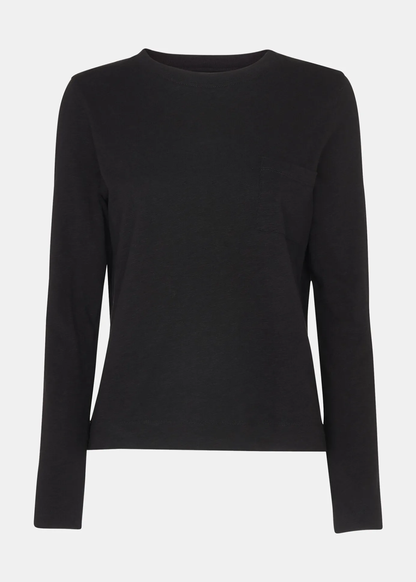 Black Crew Neck Pocket Top