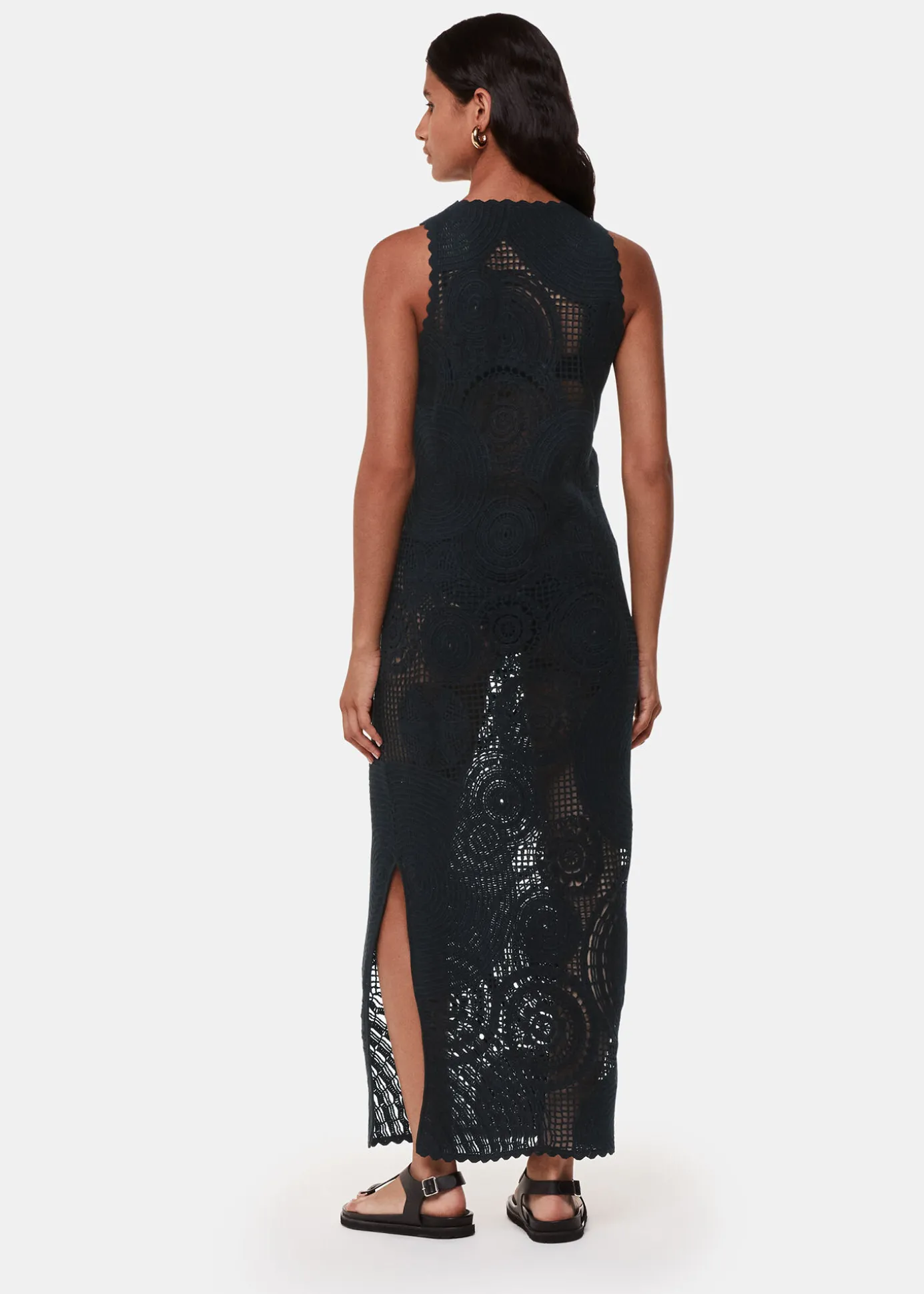 Black Crochet Circle Maxi Dress