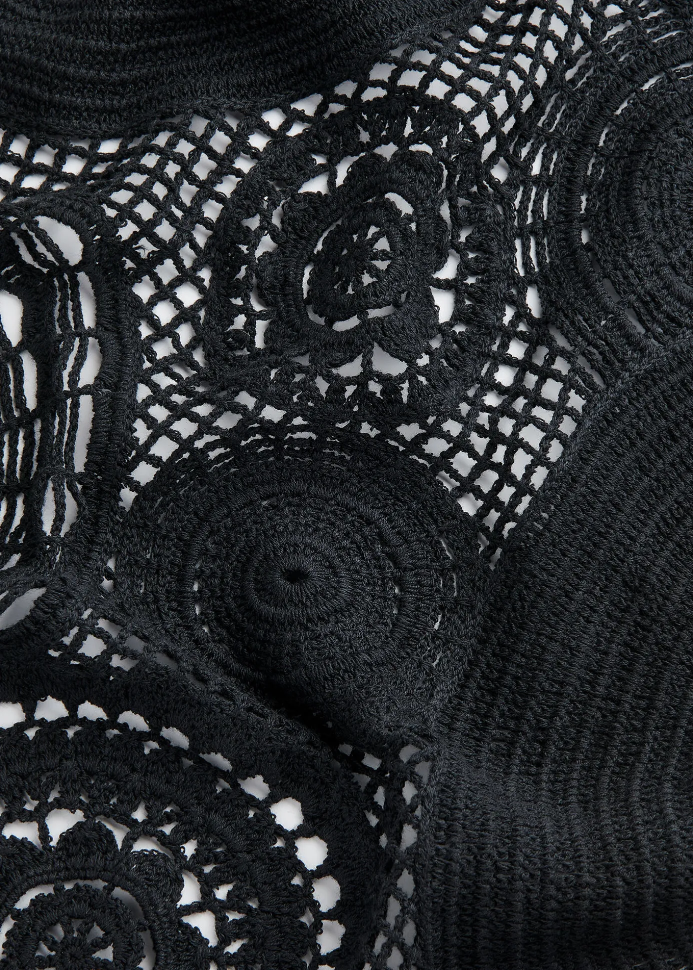 Black Crochet Circle Maxi Dress