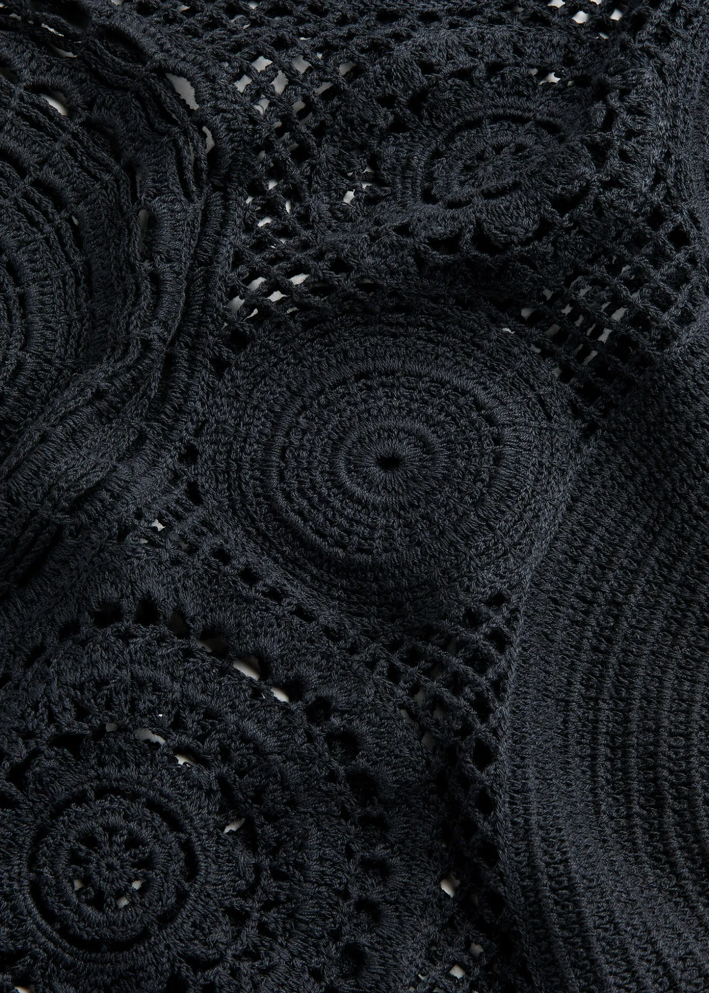 Black Crochet Circle Maxi Dress