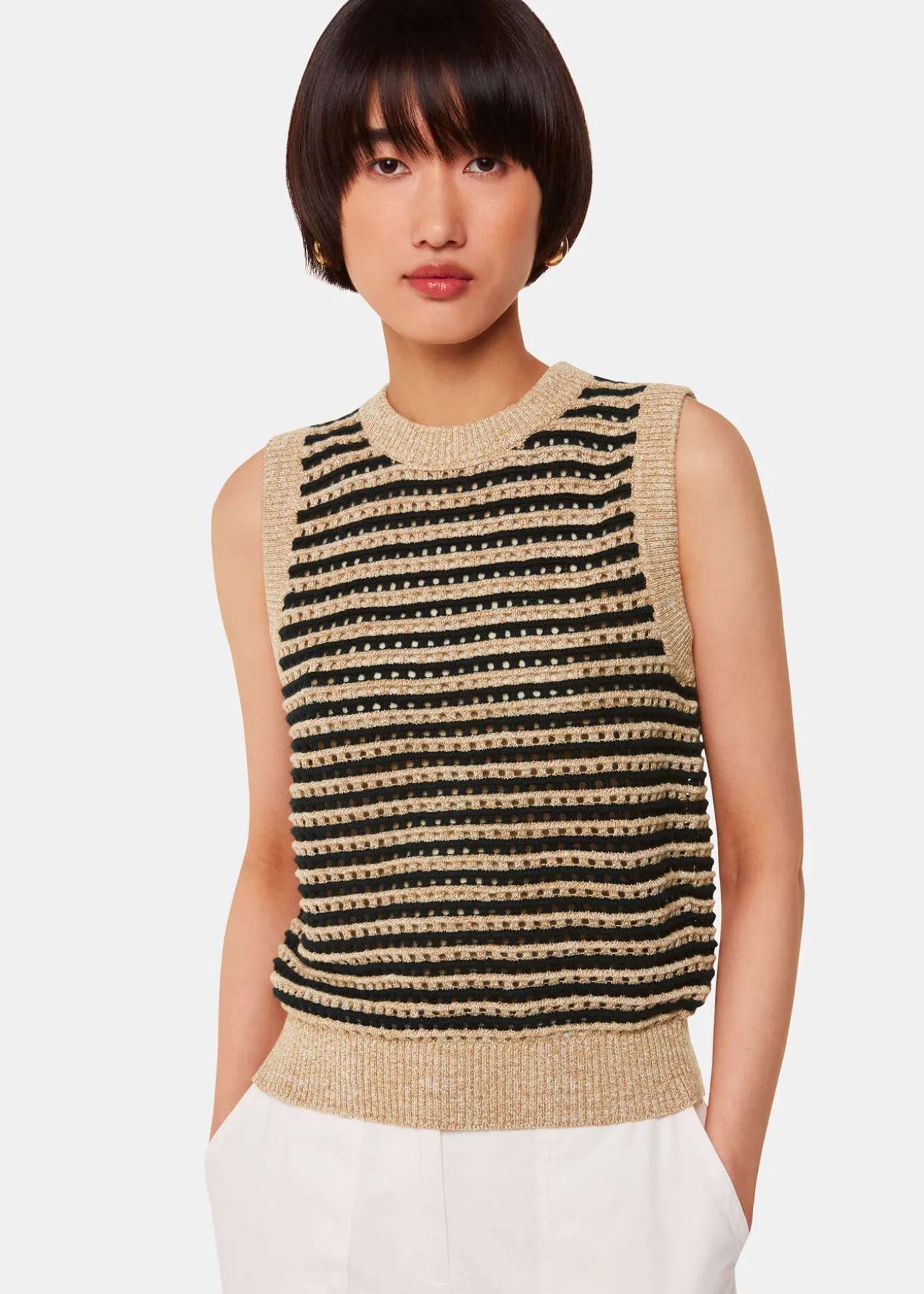 Black Crochet Stripe Tank