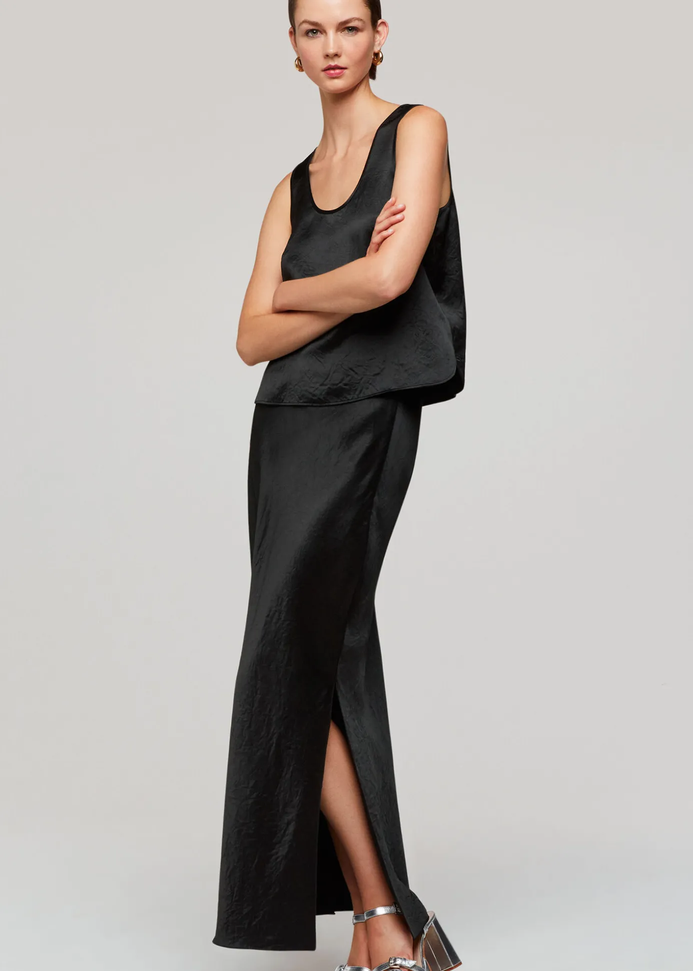 Black Ella Bias Cut Skirt