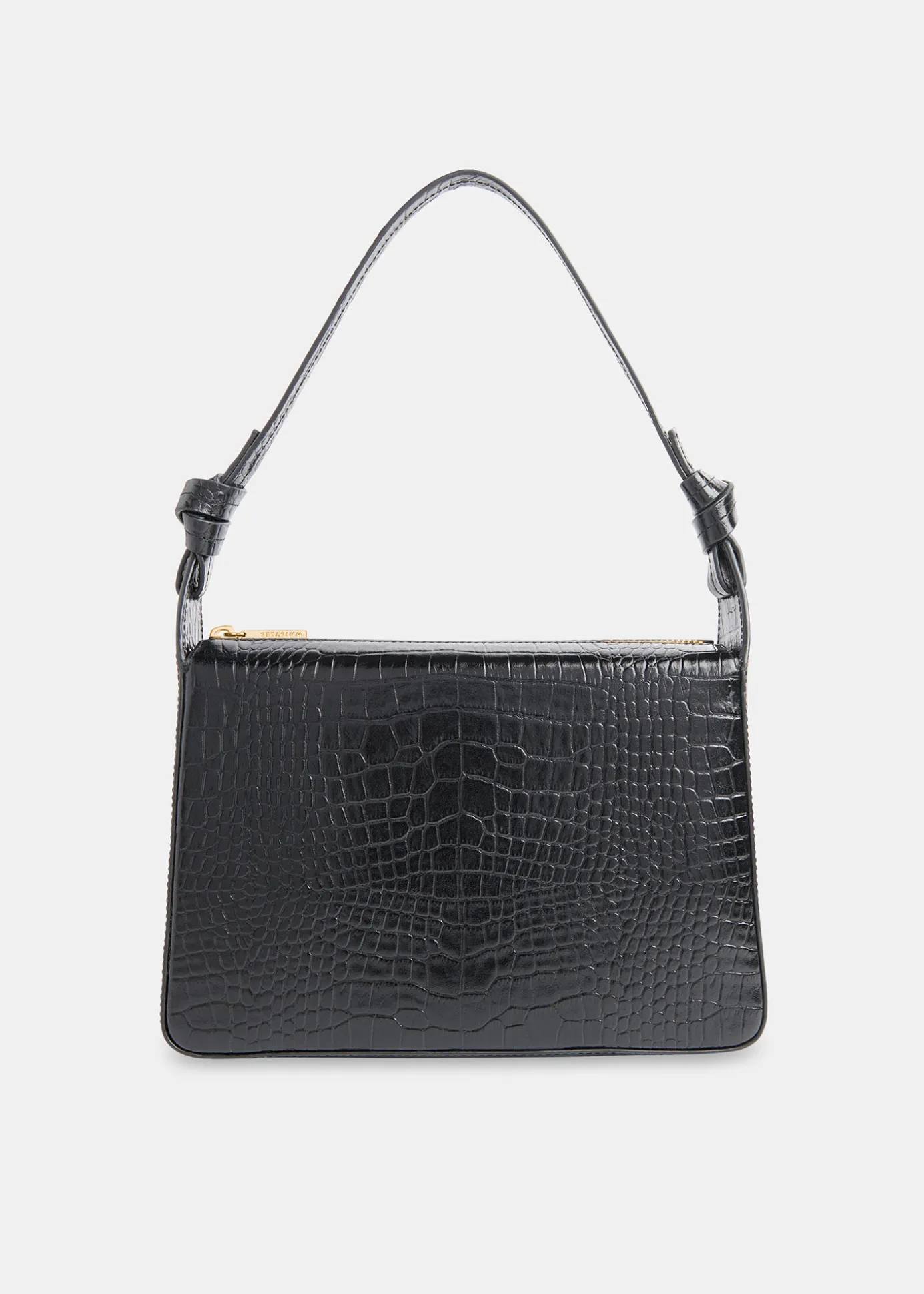 Black Erica Croc Shoulder Bag