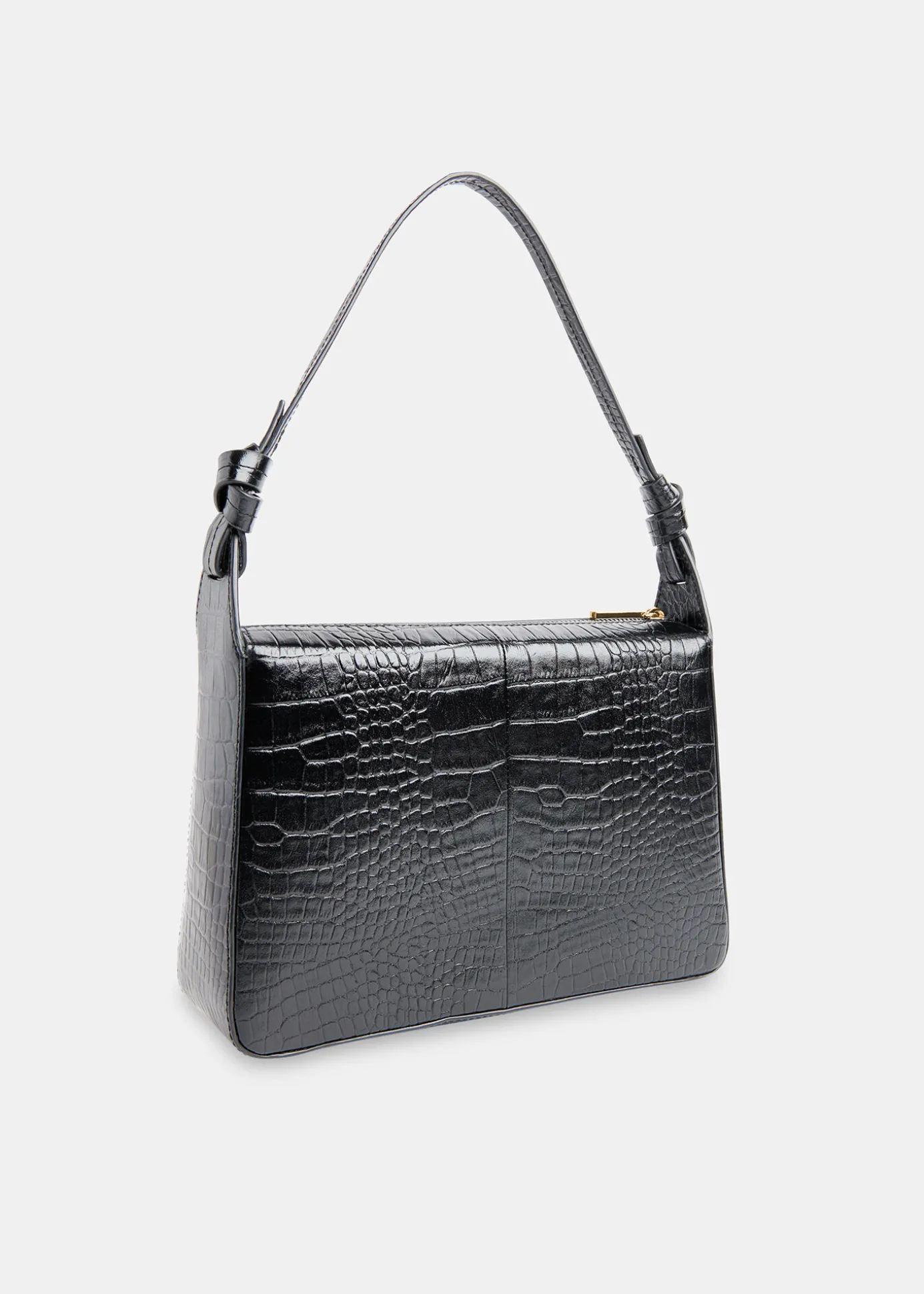 Black Erica Croc Shoulder Bag