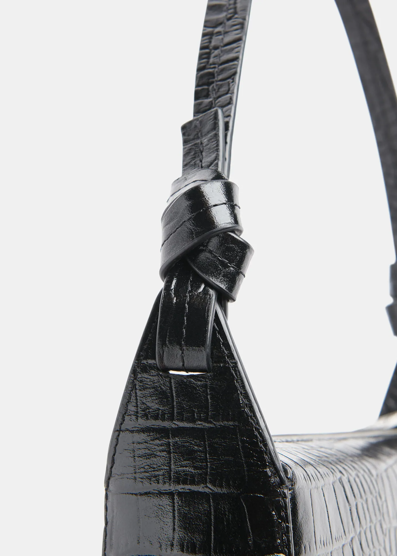 Black Erica Croc Shoulder Bag