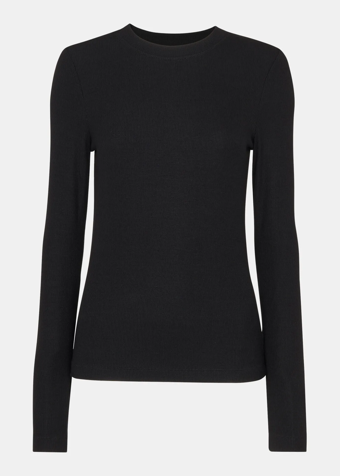 Black Essential Ribbed Crew