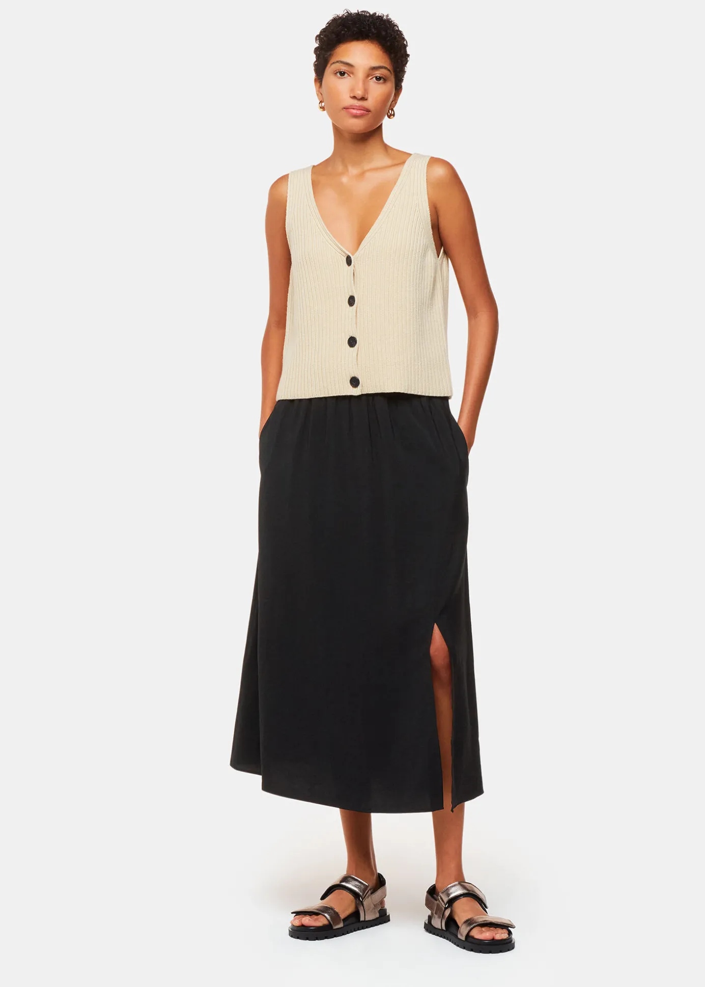 Black Eva Elasticated Waist Skirt