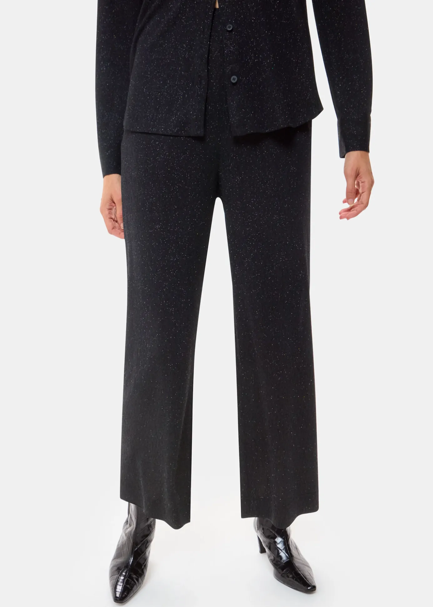 Black Eva Sparkle Cropped Trouser