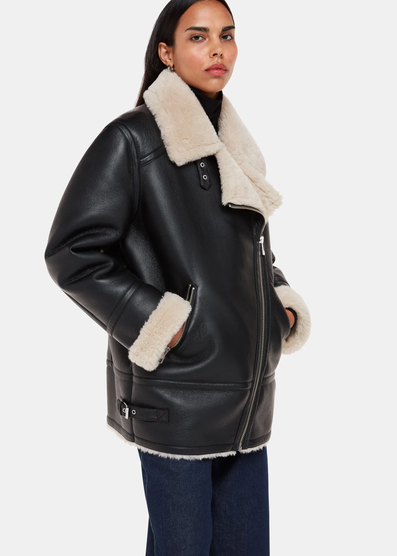 Black Faux Fur Aviator