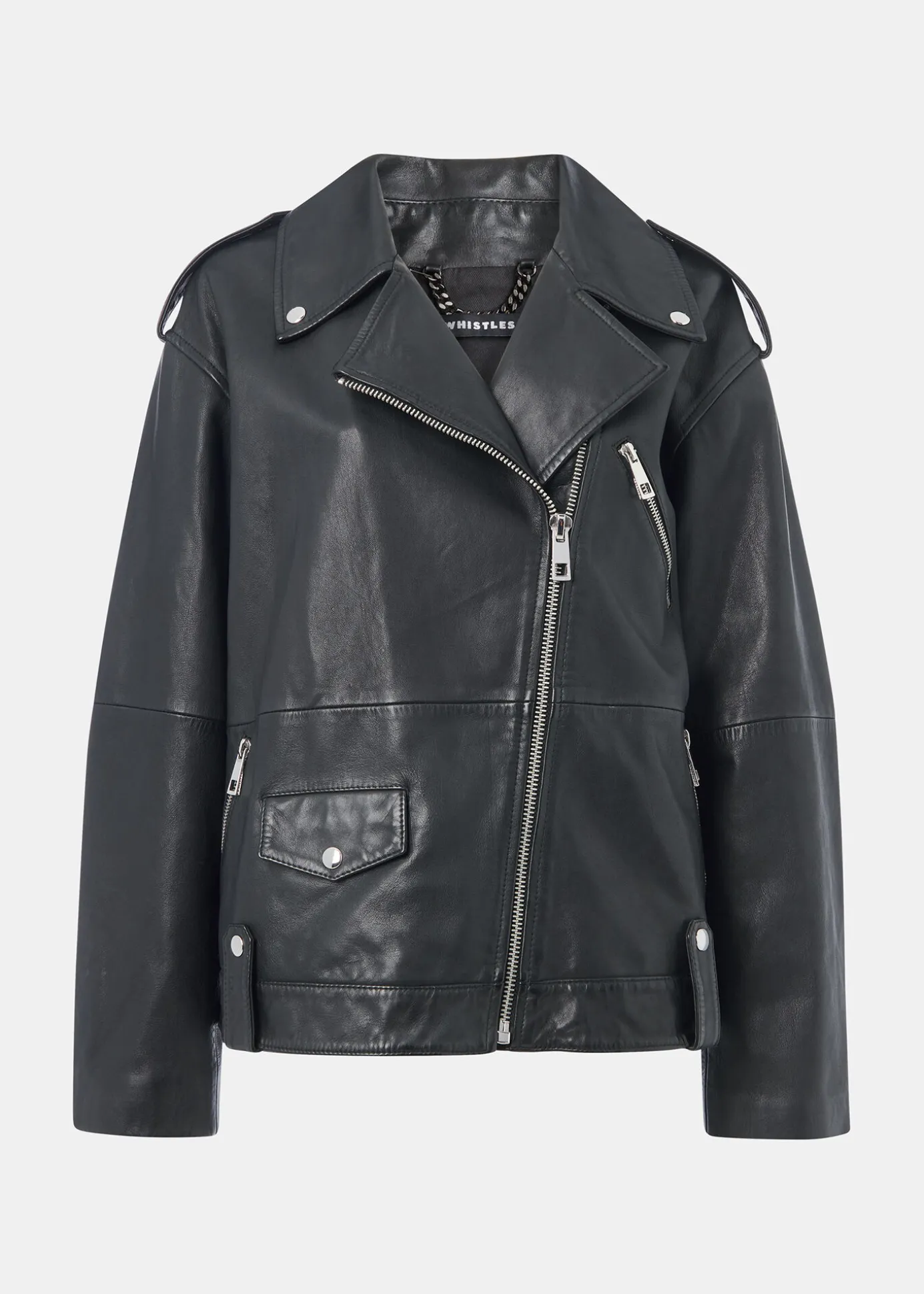 Black Freja Leather Biker Jacket
