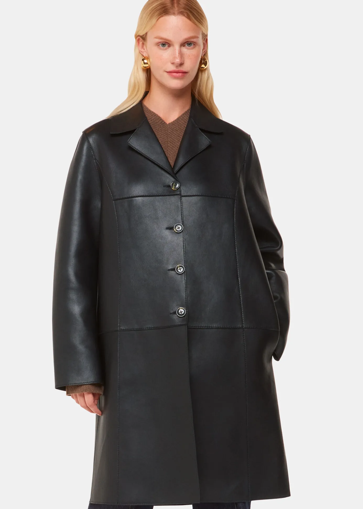 Black Gemma Bonded Leather Coat